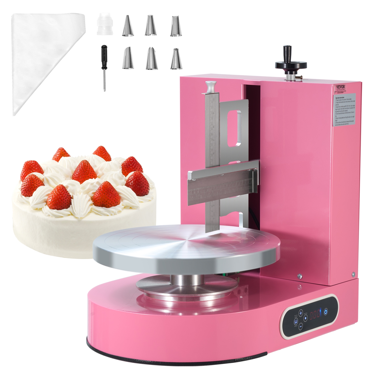 VEVOR 25-320RPM Cake Decorating Machine, Cream Spreading Coating Smearing Machine, Low Noise Cake Frosting Machine, Turntable with Adjustable