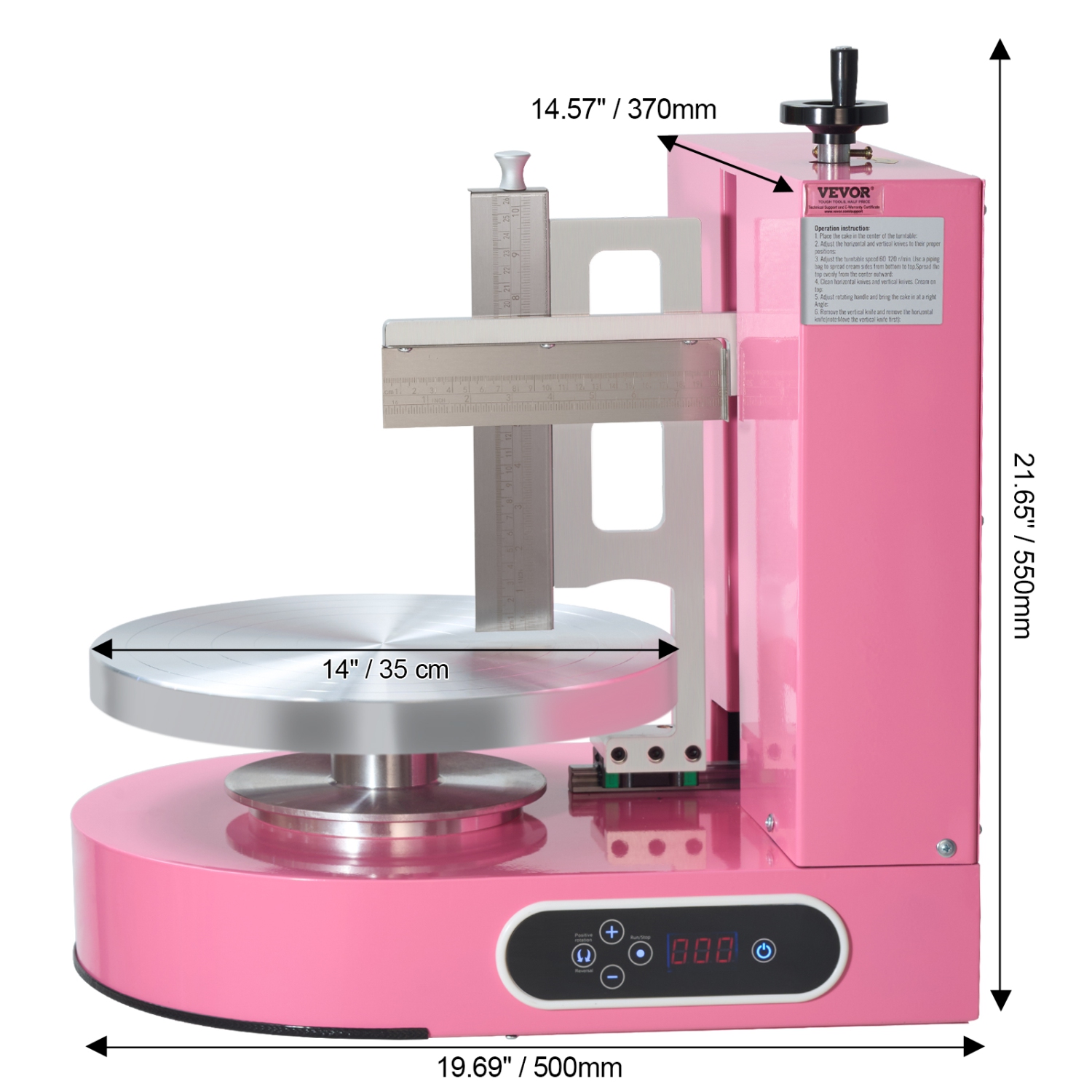 VEVOR 25-320RPM Cake Decorating Machine, Cream Spreading Coating Smearing Machine, Low Noise Cake Frosting Machine, Turntable with Adjustable