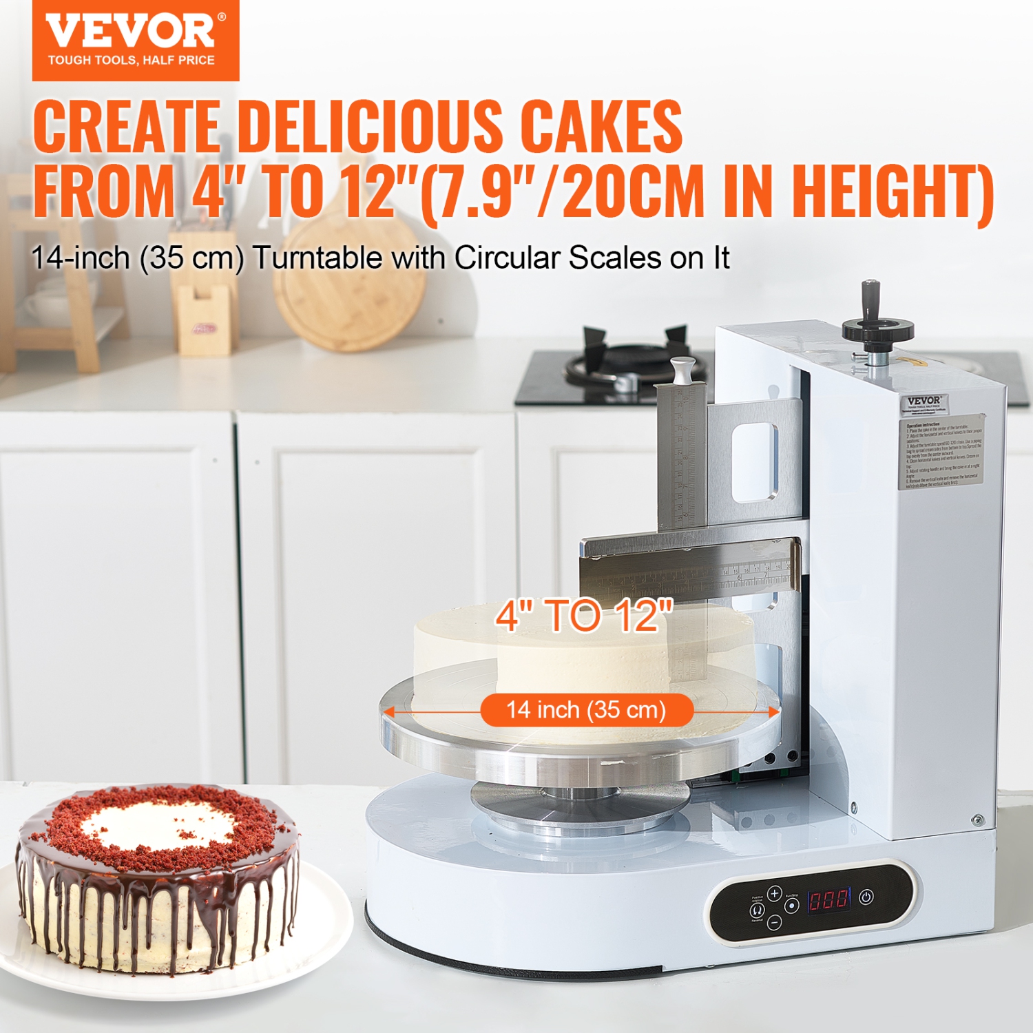 Machine à décorer pour gâteau VEVOR, machine à apprêt-crème, machine à glaçage à gâteau à faible bruit, plateau tournant avec racloir réglable, pour