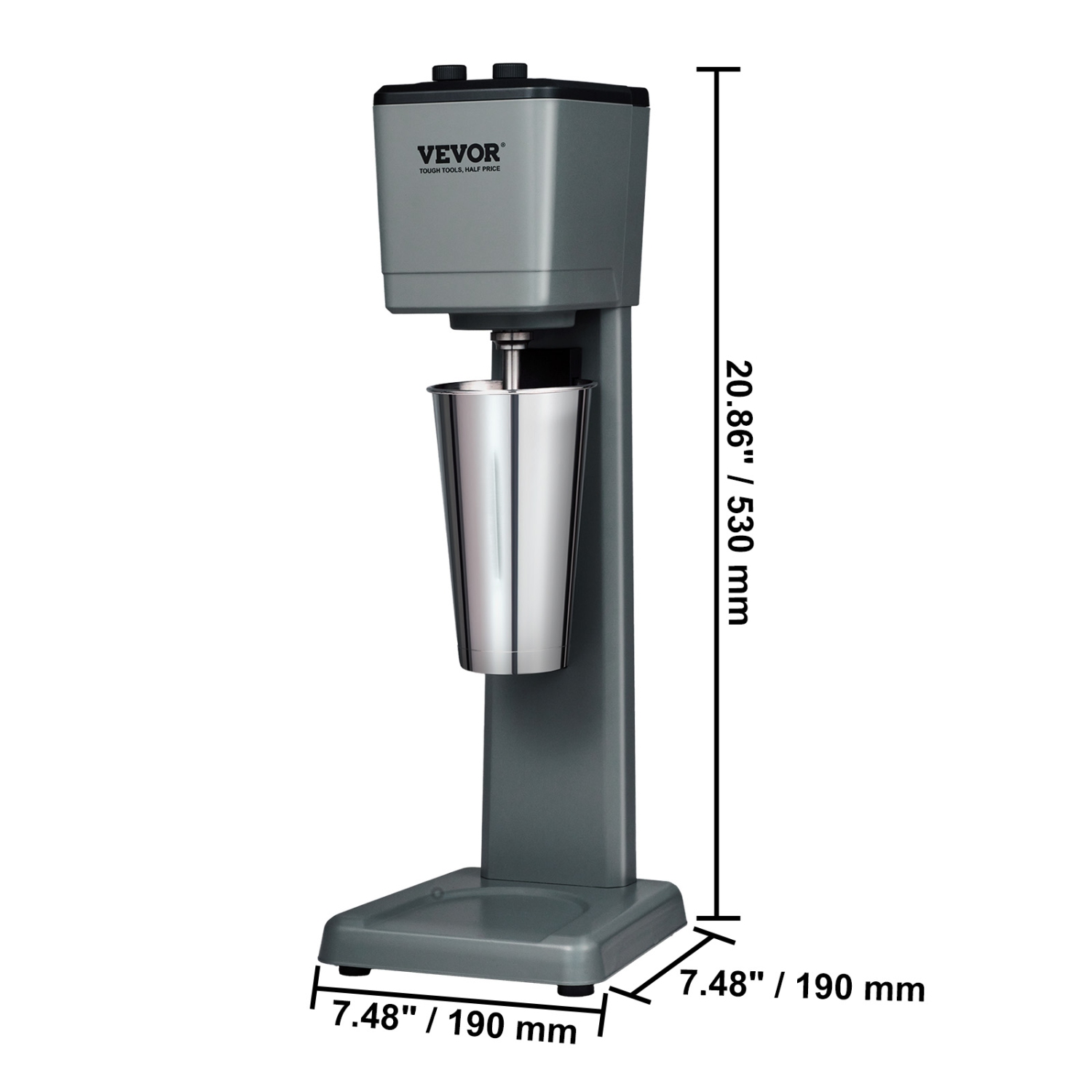 VEVOR 375W Electric Milkshake Maker, Single Head Drink Mixer Blender Machine, 3-Speed Milkshake Mixer with 820 ml Stainless Steel Cup, Milkshake