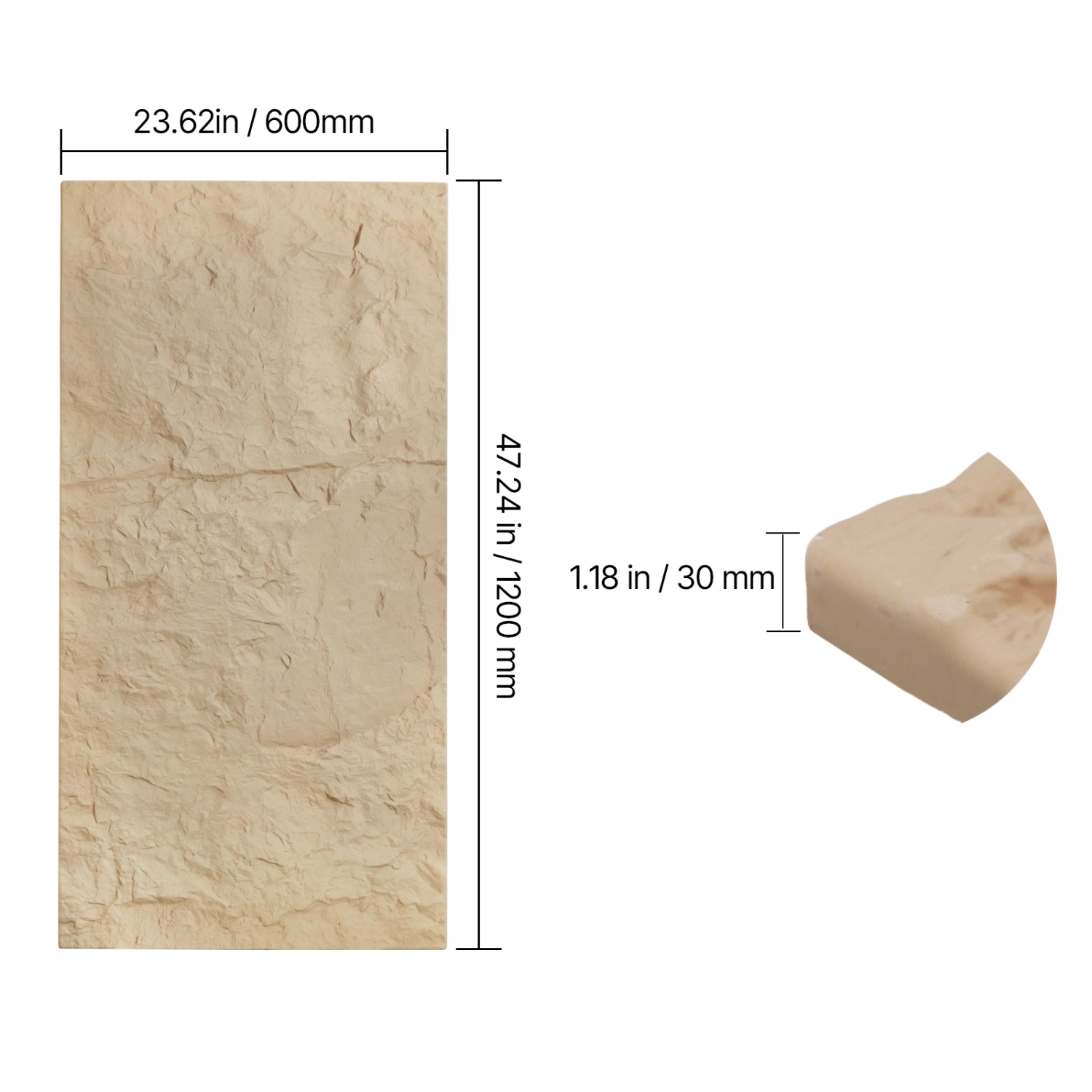 VEVOR 3D Wall Panels, 4 Pack 48 x 24 in PU Natural Stone Imitation Wall Art Tiles, 32 Sq.Ft Coverage Accent Wall Panel, Interior Home Decor for