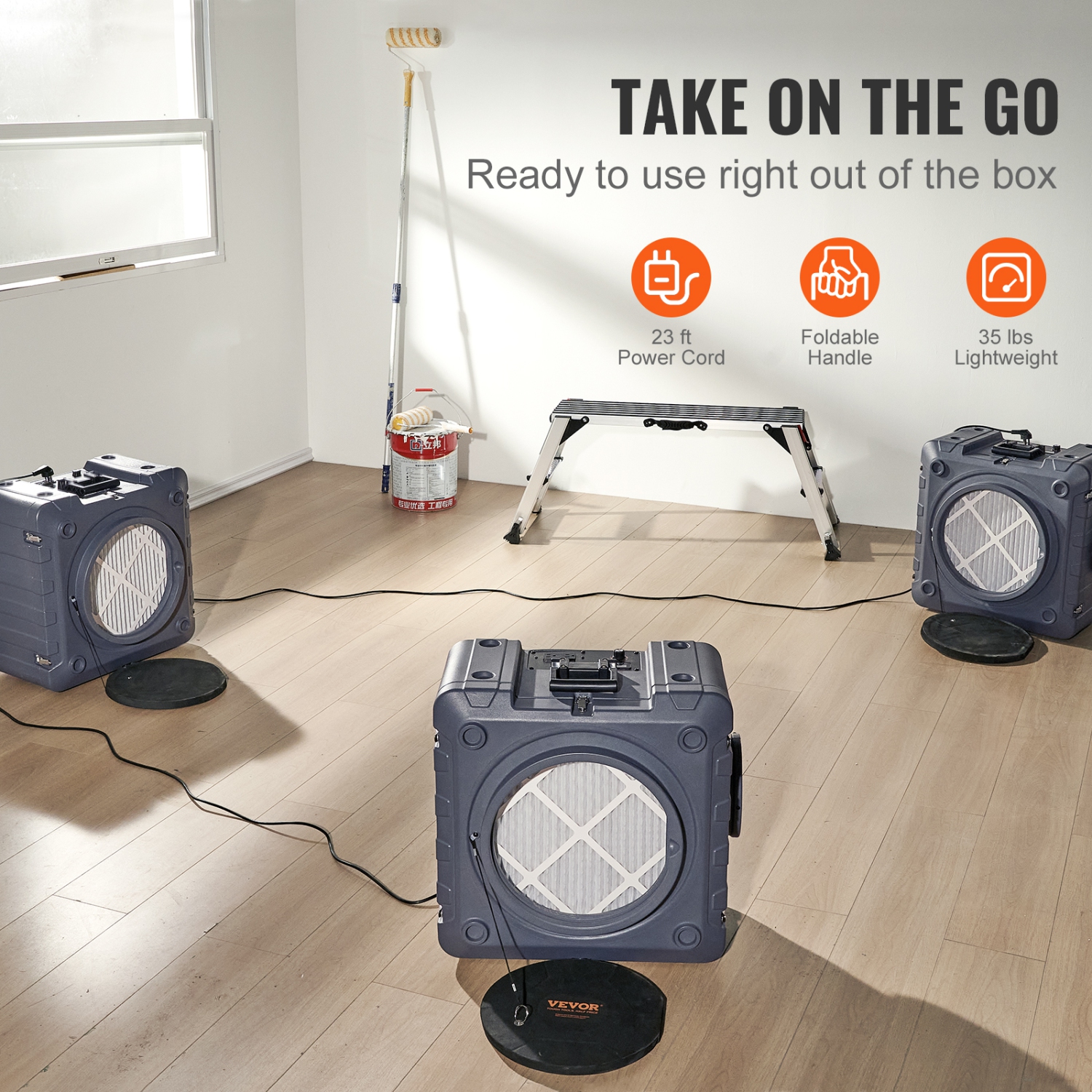 VEVOR 800 CFM Air Scrubber with 3-Stage Filtration, Stackable Negative Air Machine , Air Cleaner with MERV10, Carbon, H13 HEPA, for Home, Industrial