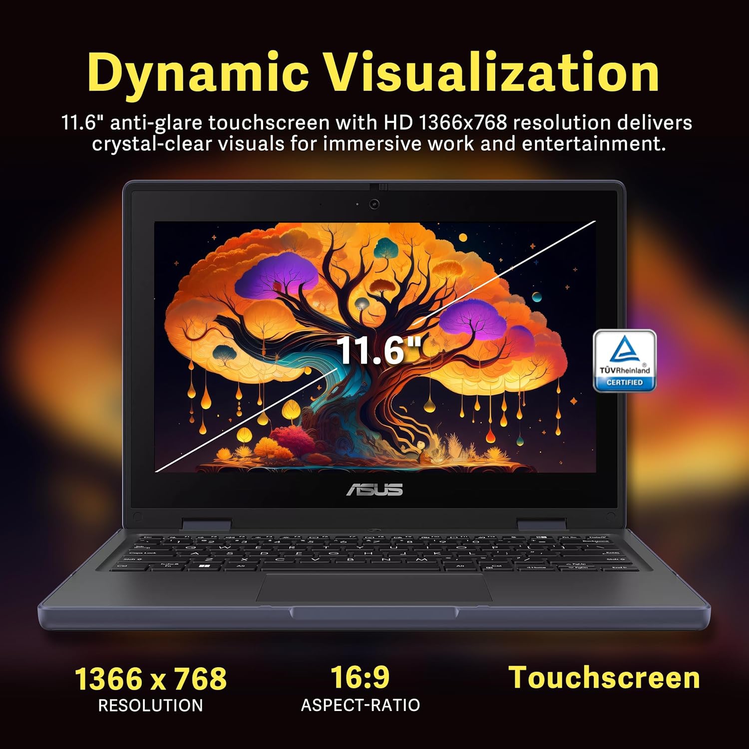 ASUS 11.6" HD Touchscreen 2-in-1 Laptop for Students, Intel Celeron N100, 288GB Storage, 4GB DDR4 RAM,Intel UHD Graphics,Windows 11 Pro, Gray