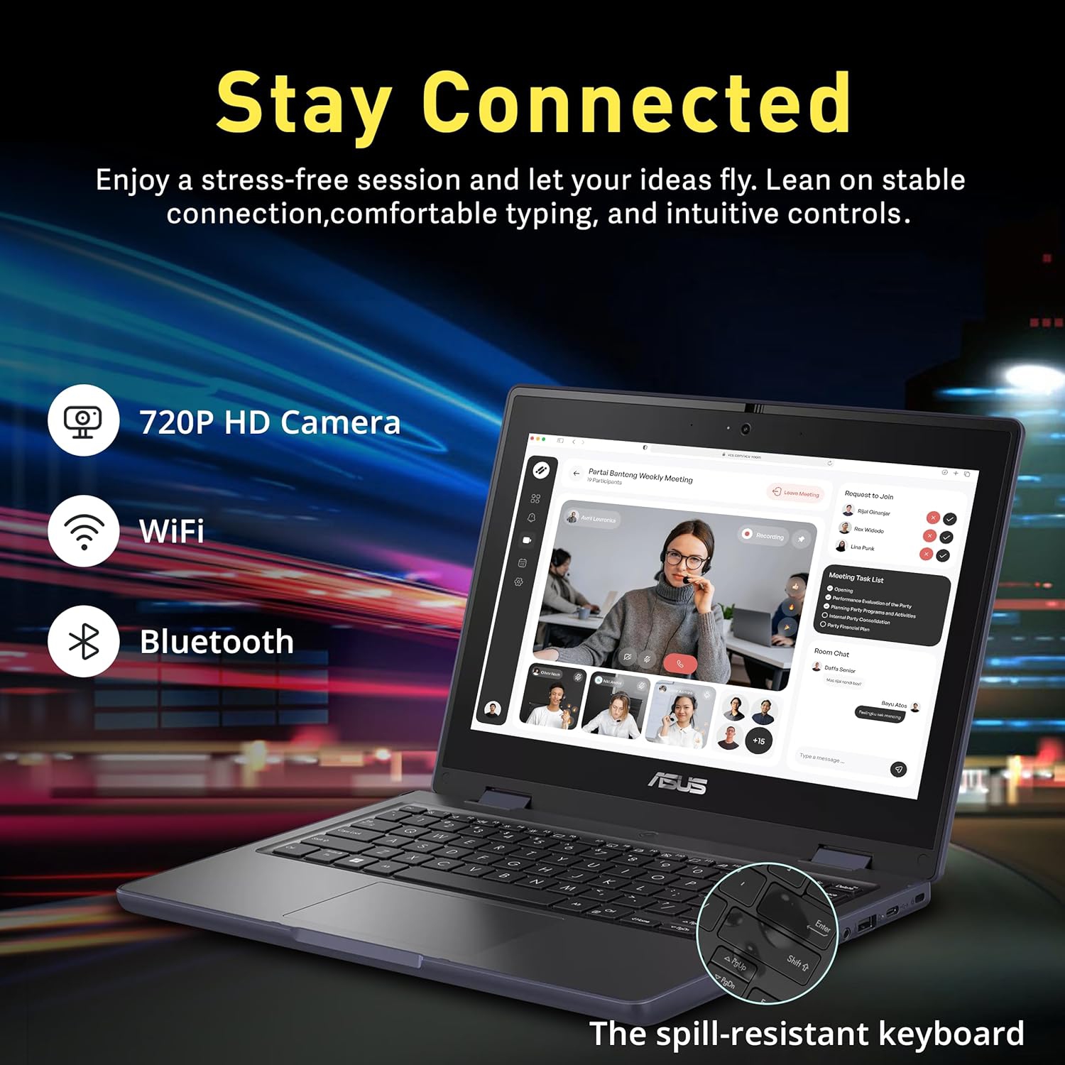 Asus 11.6" HD Touchscreen 2 in 1 Rugged & Spill Resistant Notebook for Students, Intel Celeron N100,288GB Storage(128GB SSD+160GB Docking Station),4