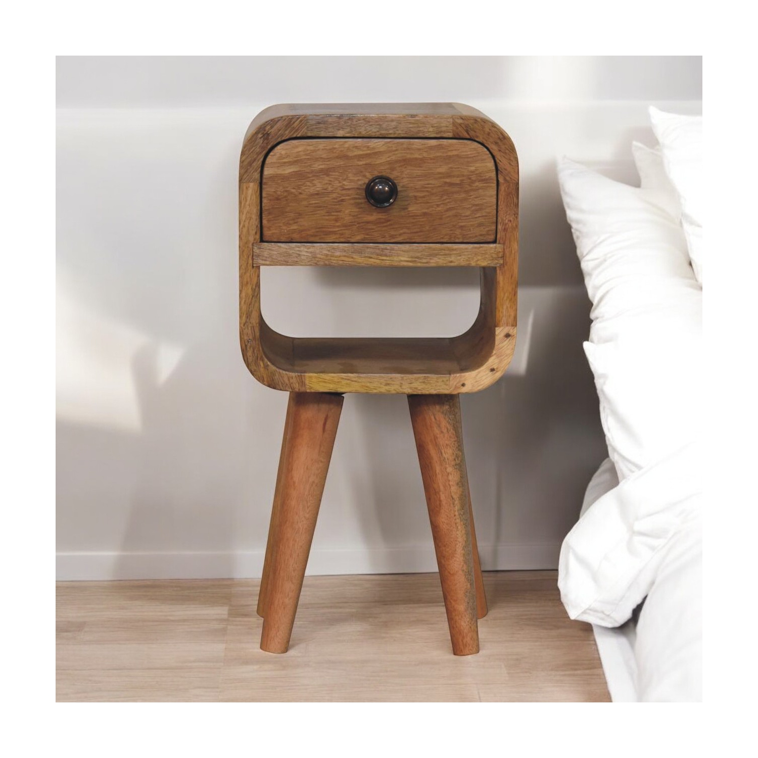 Meuble de chevet en bois massif avec cadre courbé extra mini chêne d'Artisan Furniture