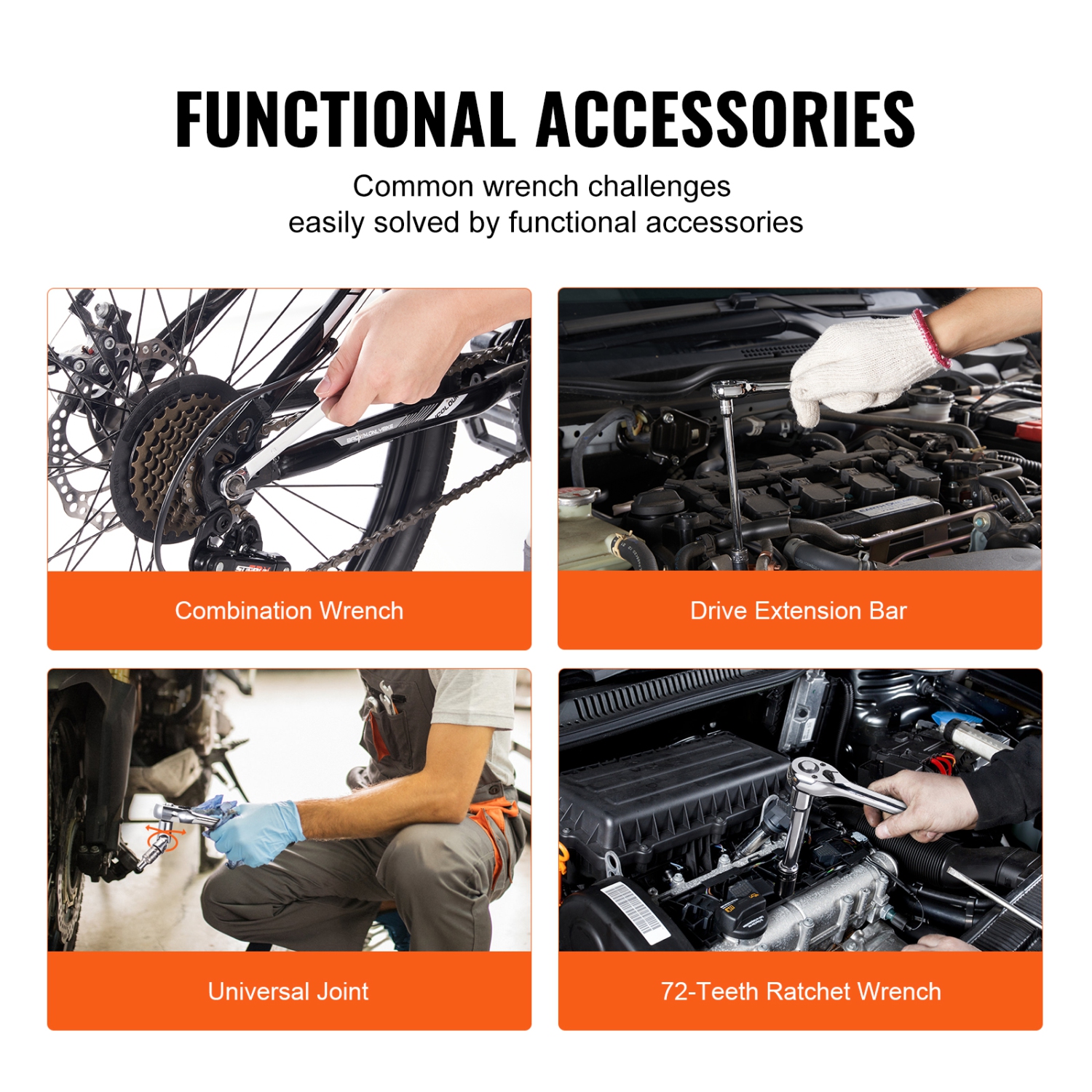 VEVOR 450 Pcs SAE Mechanics Tool Set and Socket Set, 1/4" 3/8" 1/2" Drive Deep and Standard Sockets, Metric Mechanic Tool Kit with Bits, Hex