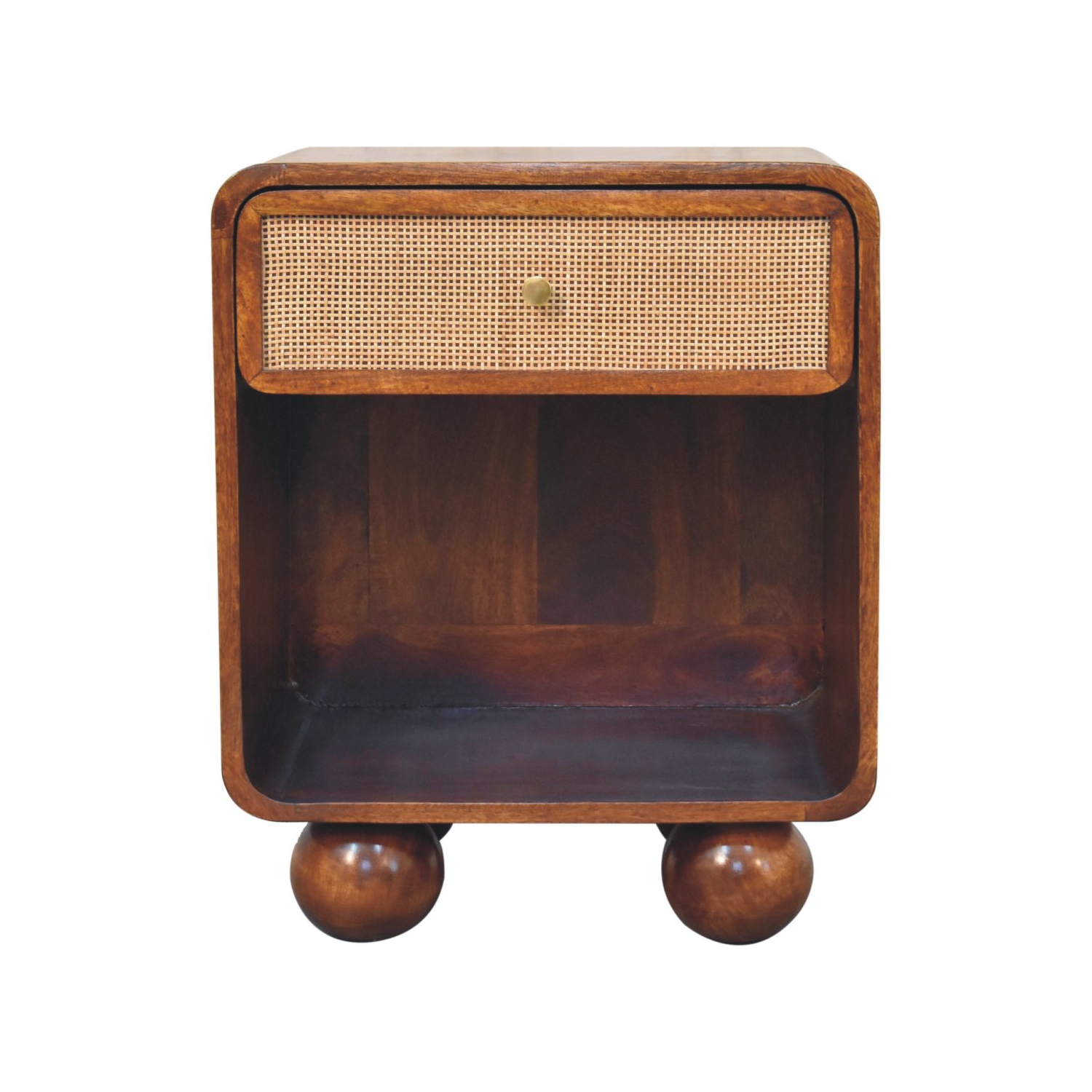 Artisan Furniture – Côté de lit tissé ouvert en bois massif marron