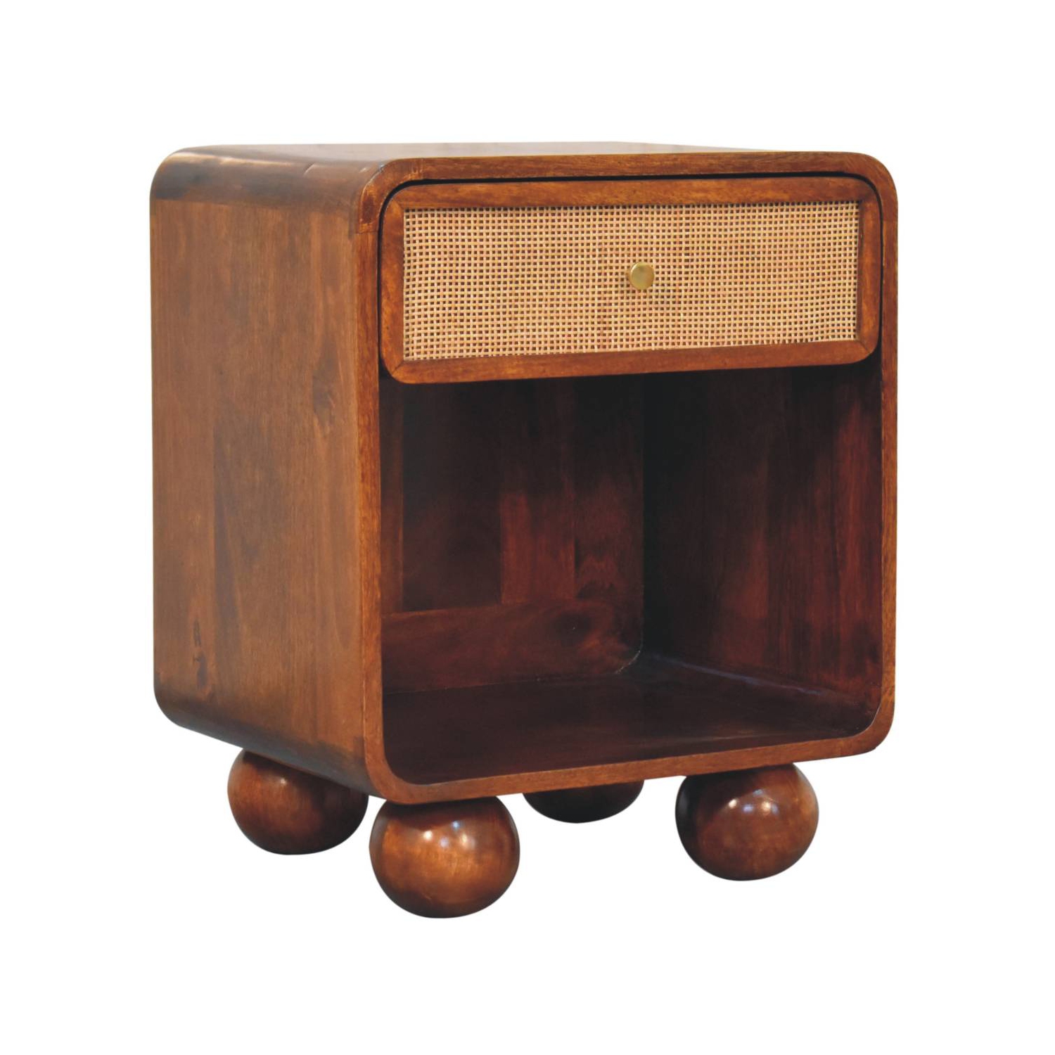 Artisan Furniture – Côté de lit tissé ouvert en bois massif marron