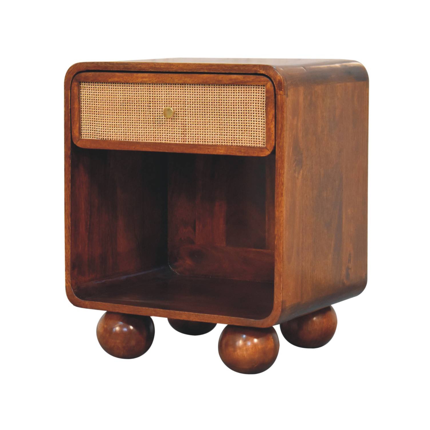 Artisan Furniture – Côté de lit tissé ouvert en bois massif marron