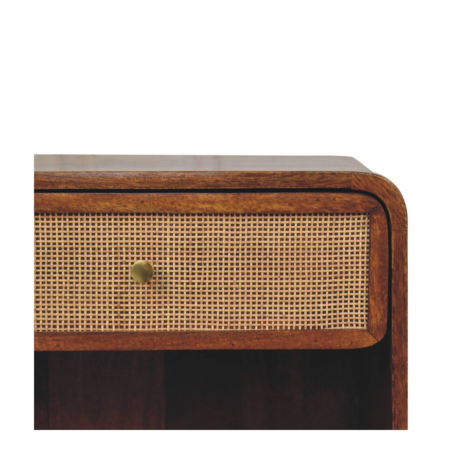 Artisan Furniture – Côté de lit tissé ouvert en bois massif marron