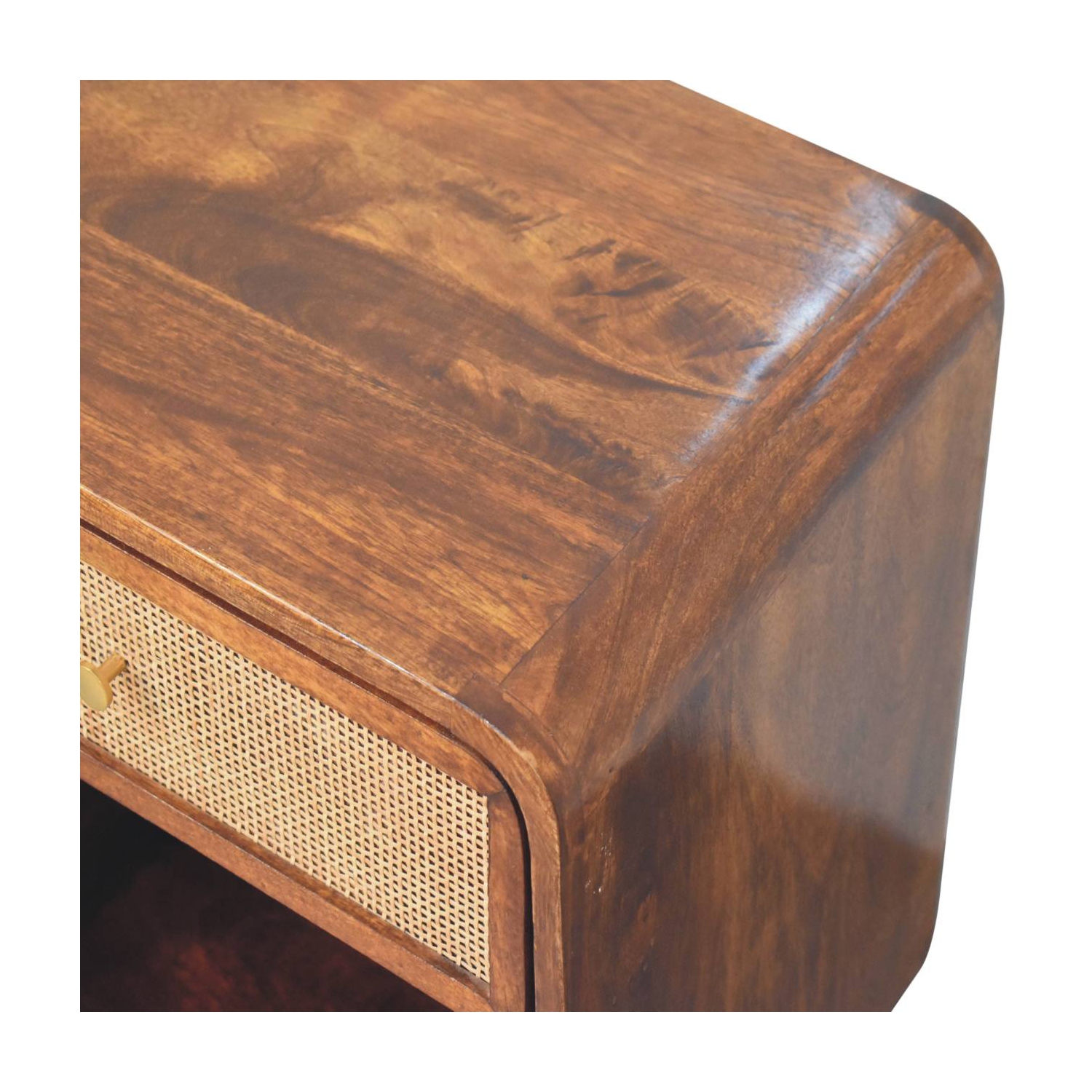 Artisan Furniture – Côté de lit tissé ouvert en bois massif marron