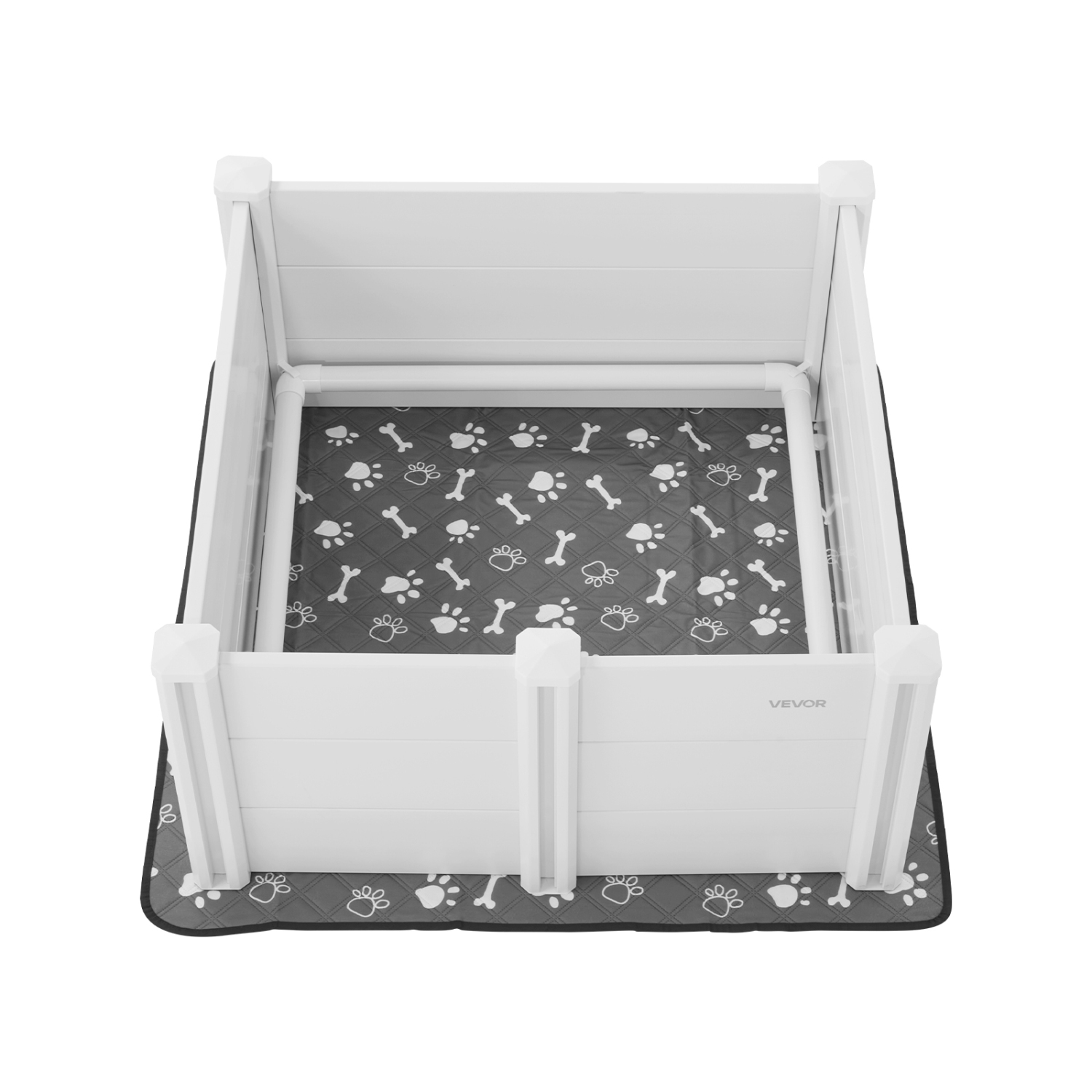 VEVOR 38.6 x 38.6 x 18.1 inch Dogs Whelping Box, Plastic PVC Puppies Playpen with Height Adjustable Door and Washable Pee Pad, Anti-Deformation