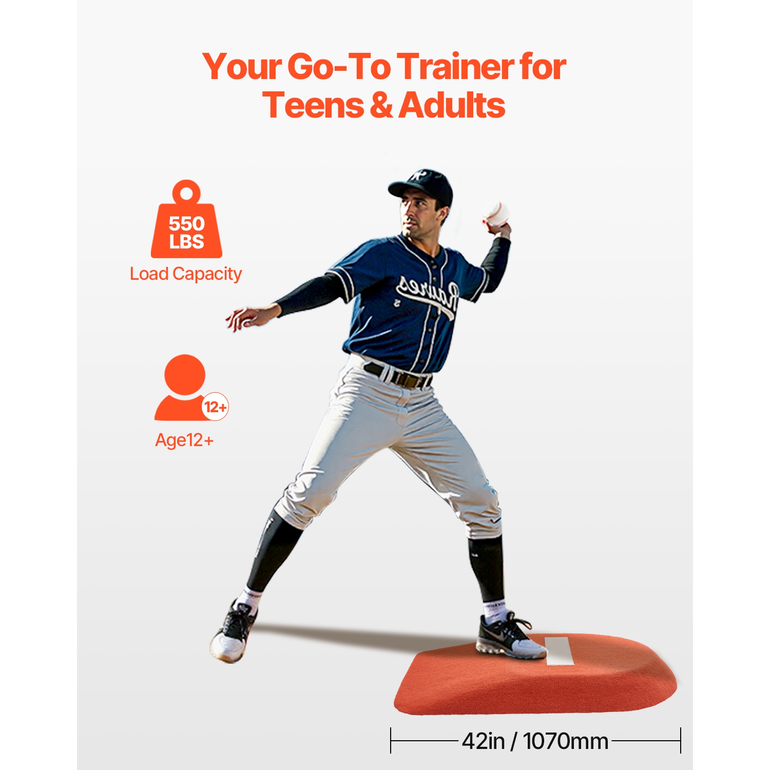 VEVOR Pitching Mound, Portable Baseball Game Mound, 42 in Indoor Outdoor Pitching Practice and Training Equipment, One-Piece Softball Pitching Aids