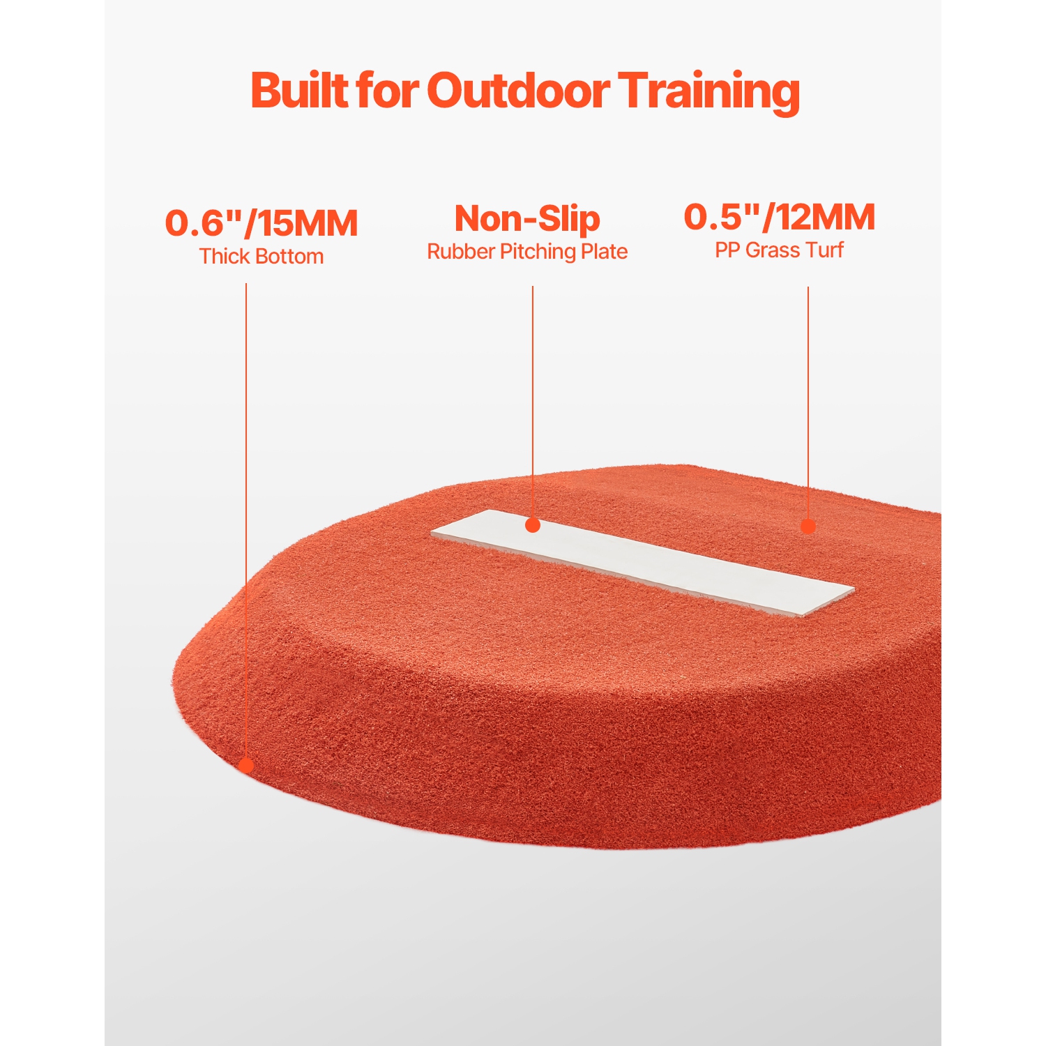 VEVOR Pitching Mound, Portable Baseball Game Mound, 42 in Indoor Outdoor Pitching Practice and Training Equipment, One-Piece Softball Pitching Aids