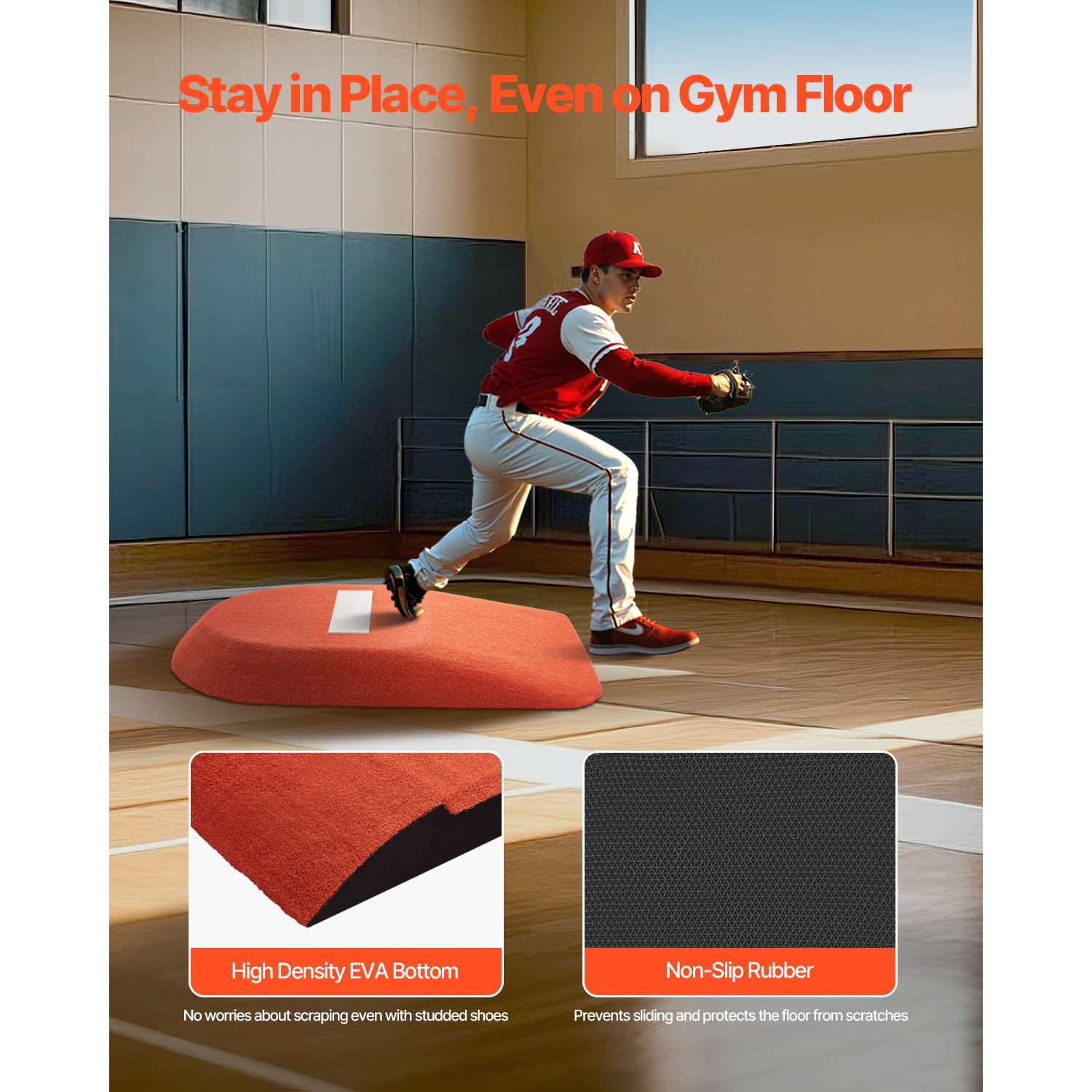 VEVOR Pitching Mound, Portable Baseball Game Mound, 42 in Indoor Outdoor Pitching Practice and Training Equipment, One-Piece Softball Pitching Aids