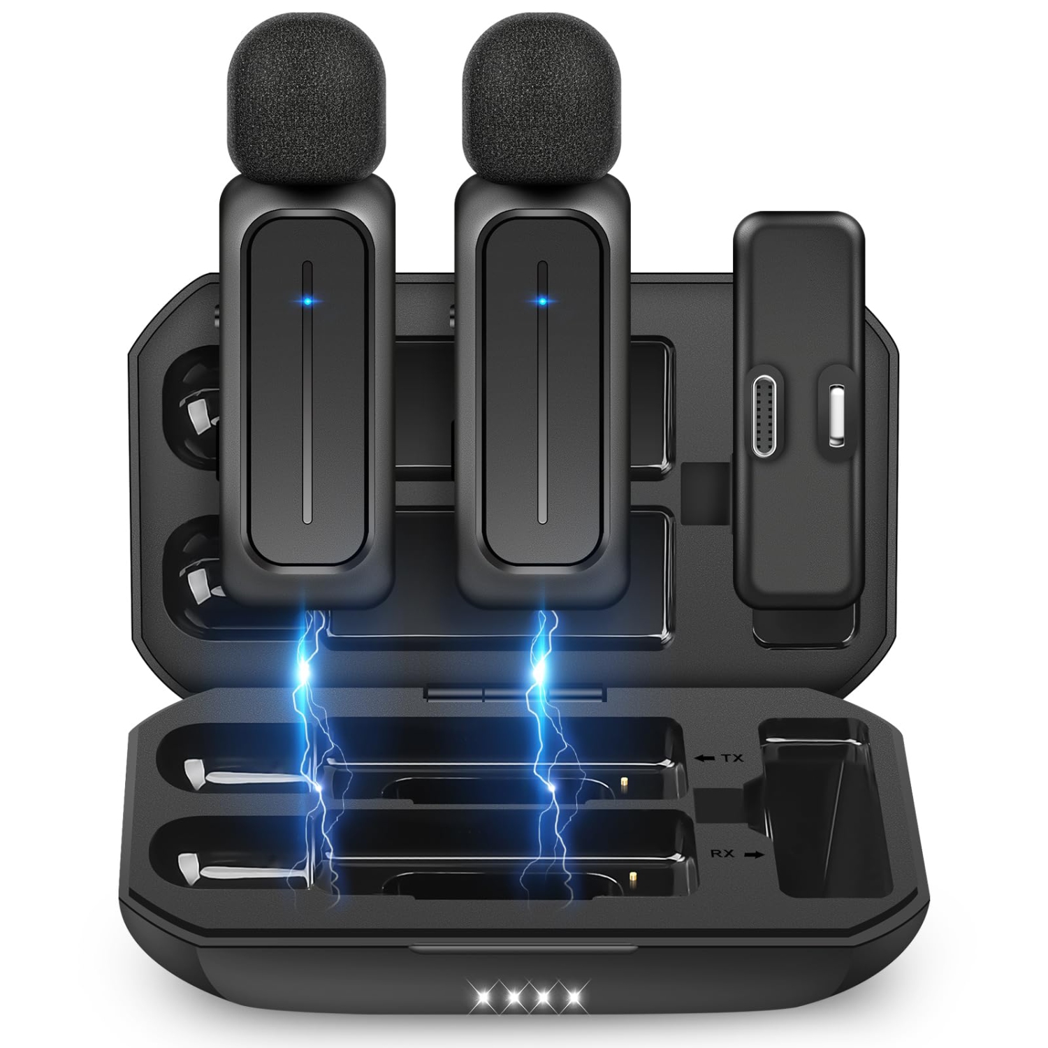 Micro-cravate sans fil avec boîtier de recharge pour iPhone iPad Android pour enregistrement vidéo, blogue vidéo, YouTube