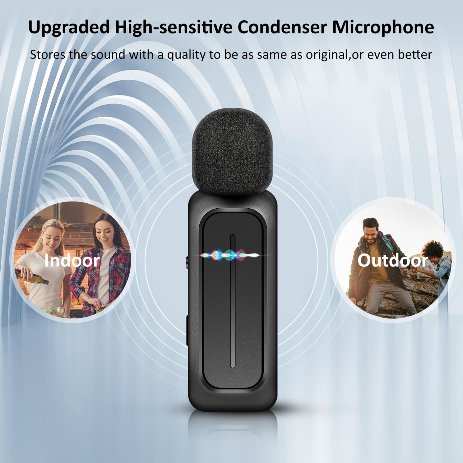 Smart Digital Display 3-in-1 Wireless Lavalier Microphone for Live Streaming, Video Recording, and Vlogging