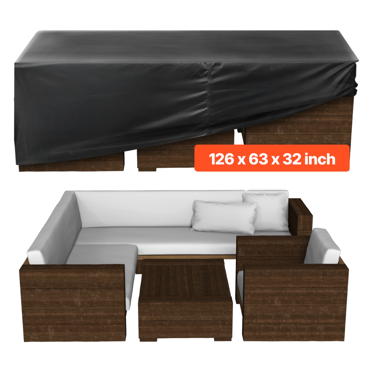 Housse pour meubles de patio VEVOR 126&nbsp;L x 63&nbsp;W x 28&nbsp;po, housse robuste étanche pour table à manger et chaises d'extérieur 420D,