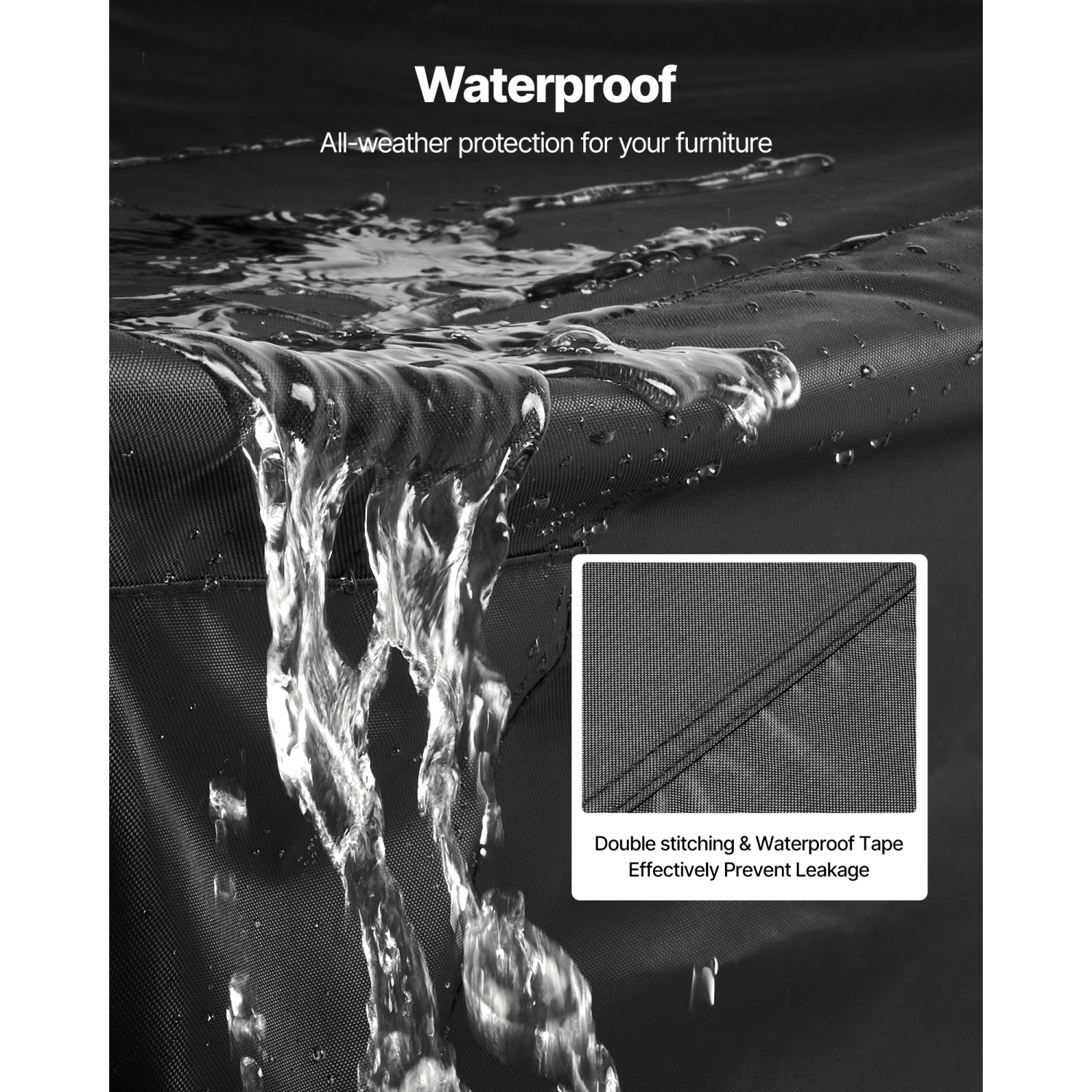 Housse pour meubles de patio VEVOR 126&nbsp;L x 63&nbsp;W x 28&nbsp;po, housse robuste étanche pour table à manger et chaises d'extérieur 420D,