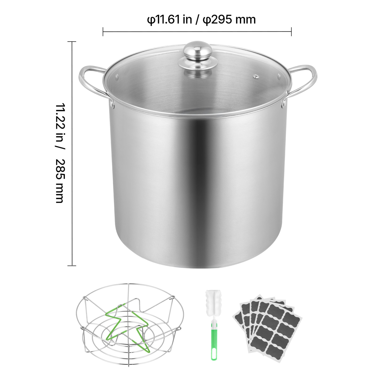 VEVOR 21 QT Canning Pot with Rack and Lid, Stainless Steel Waterbath Canner with Dual Handle and Glass Lid, Compatible with All Cooktops: Induction,