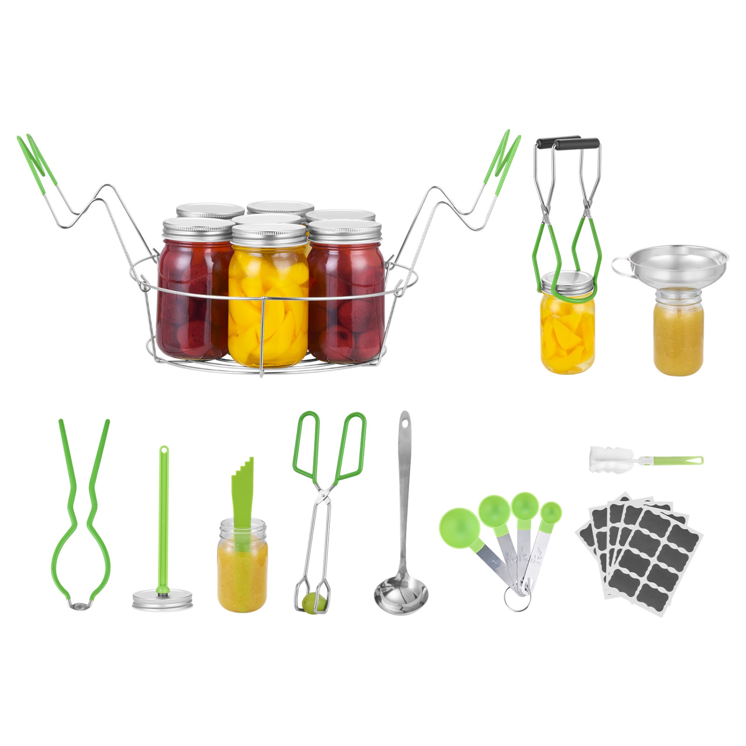 VEVOR Canning Supplies Starter Kit, 9 Pieces Stainless Steel Water Bath Canning Kit, Canning Tools Set: Rack, Ladle, Measuring Spoon, Funnel, Tongs,