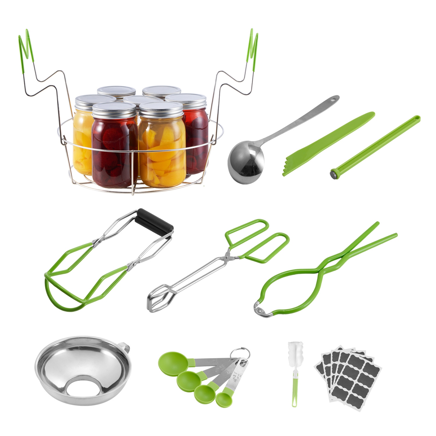 VEVOR Canning Supplies Starter Kit, 9 Pieces Stainless Steel Water Bath Canning Kit, Canning Tools Set: Rack, Ladle, Measuring Spoon, Funnel, Tongs,