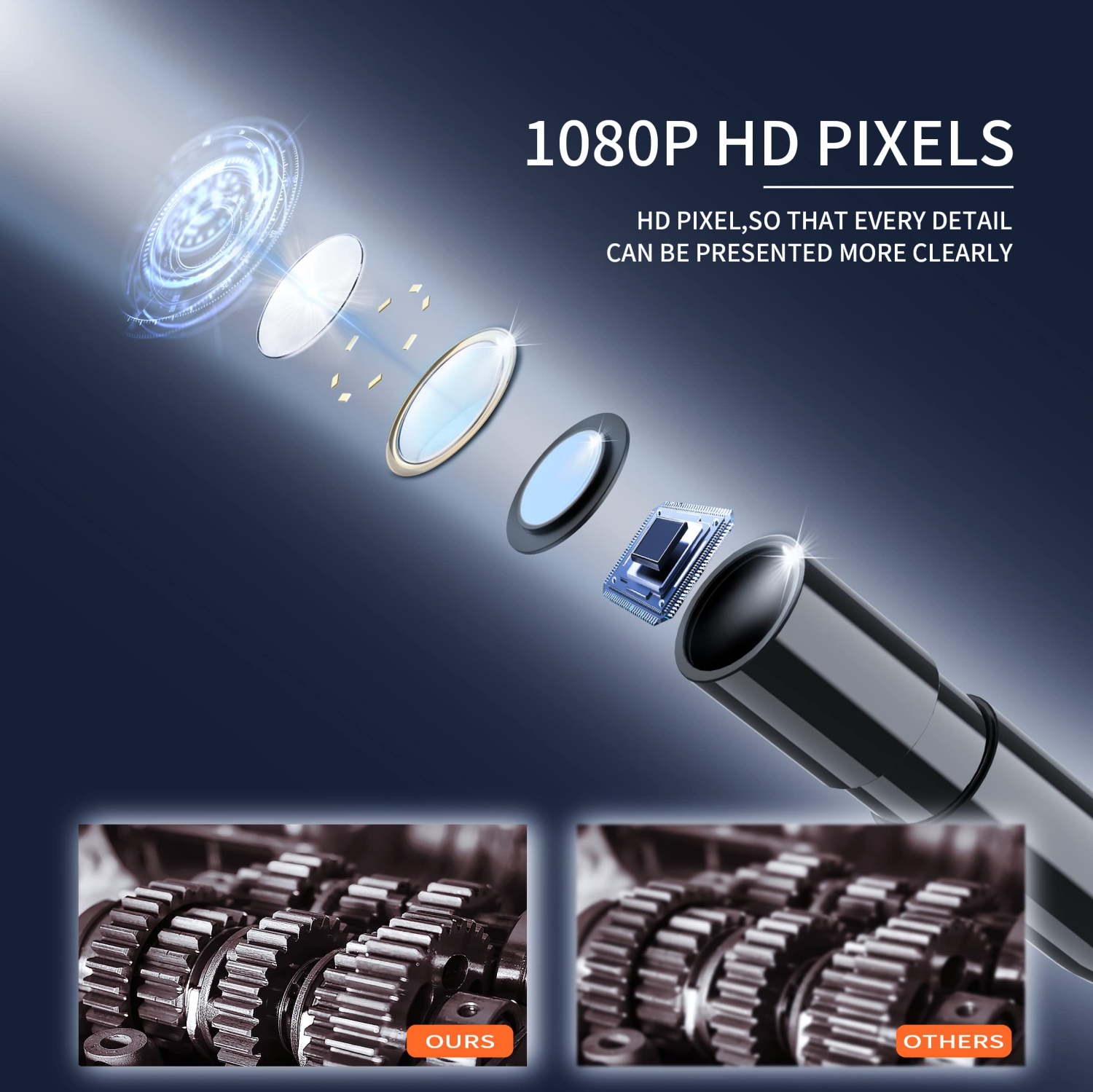 Caméra endoscope éclairée, endoscope HD 1080P avec écran de 4,3 pouces, étanche IP67, adapté aux tuyaux étroits