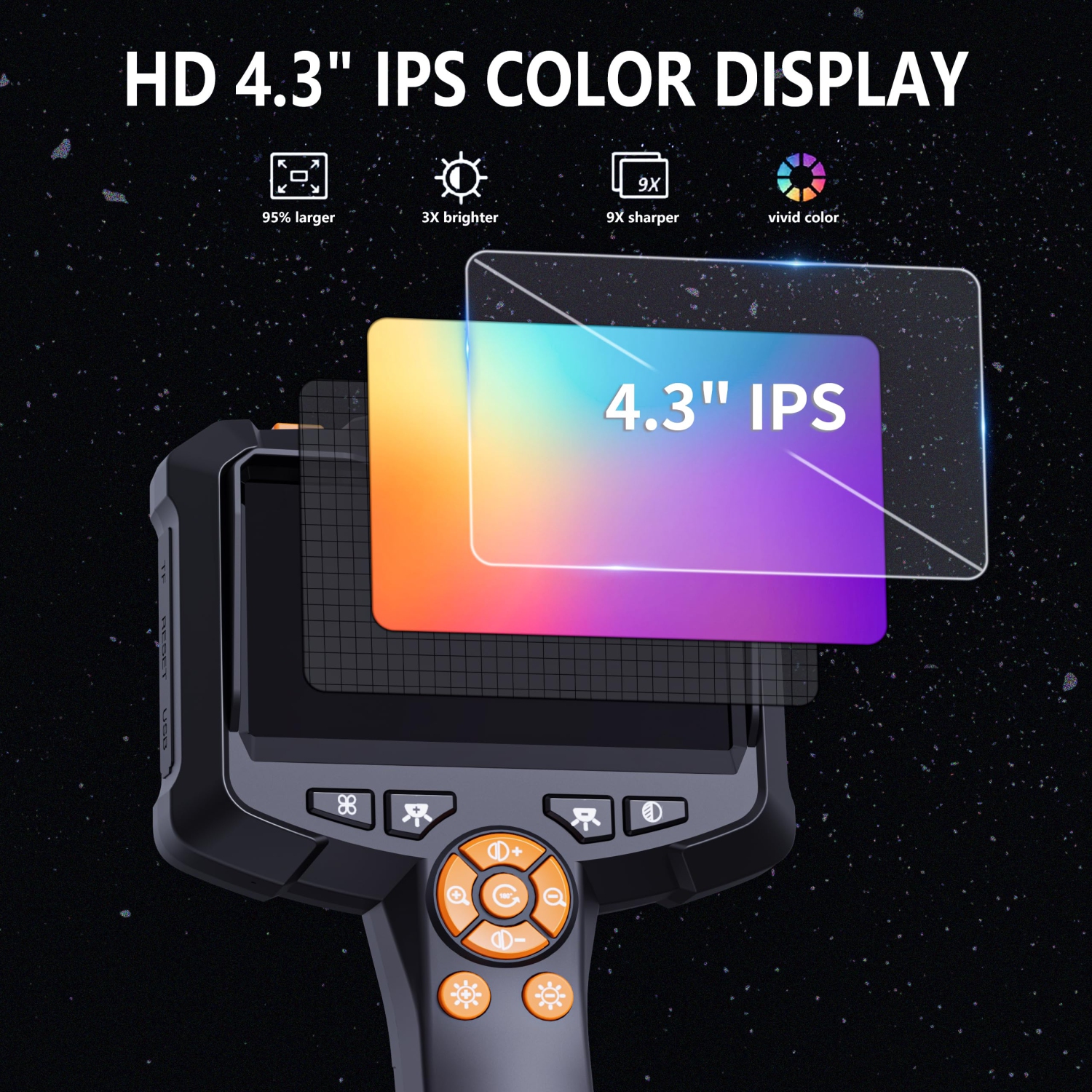 Caméra endoscope éclairée, endoscope HD 1080P avec écran de 4,3 pouces, étanche IP67, adapté aux tuyaux étroits