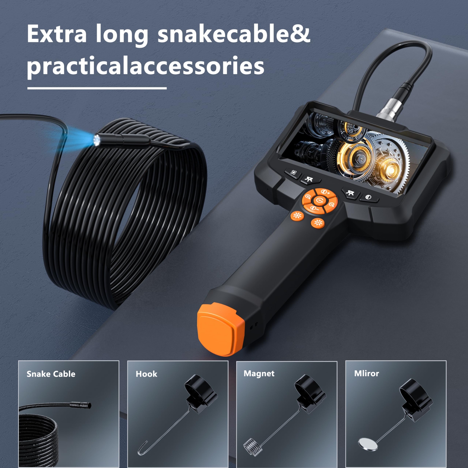 Caméra endoscope éclairée, endoscope HD 1080P avec écran de 4,3 pouces, étanche IP67, adapté aux tuyaux étroits