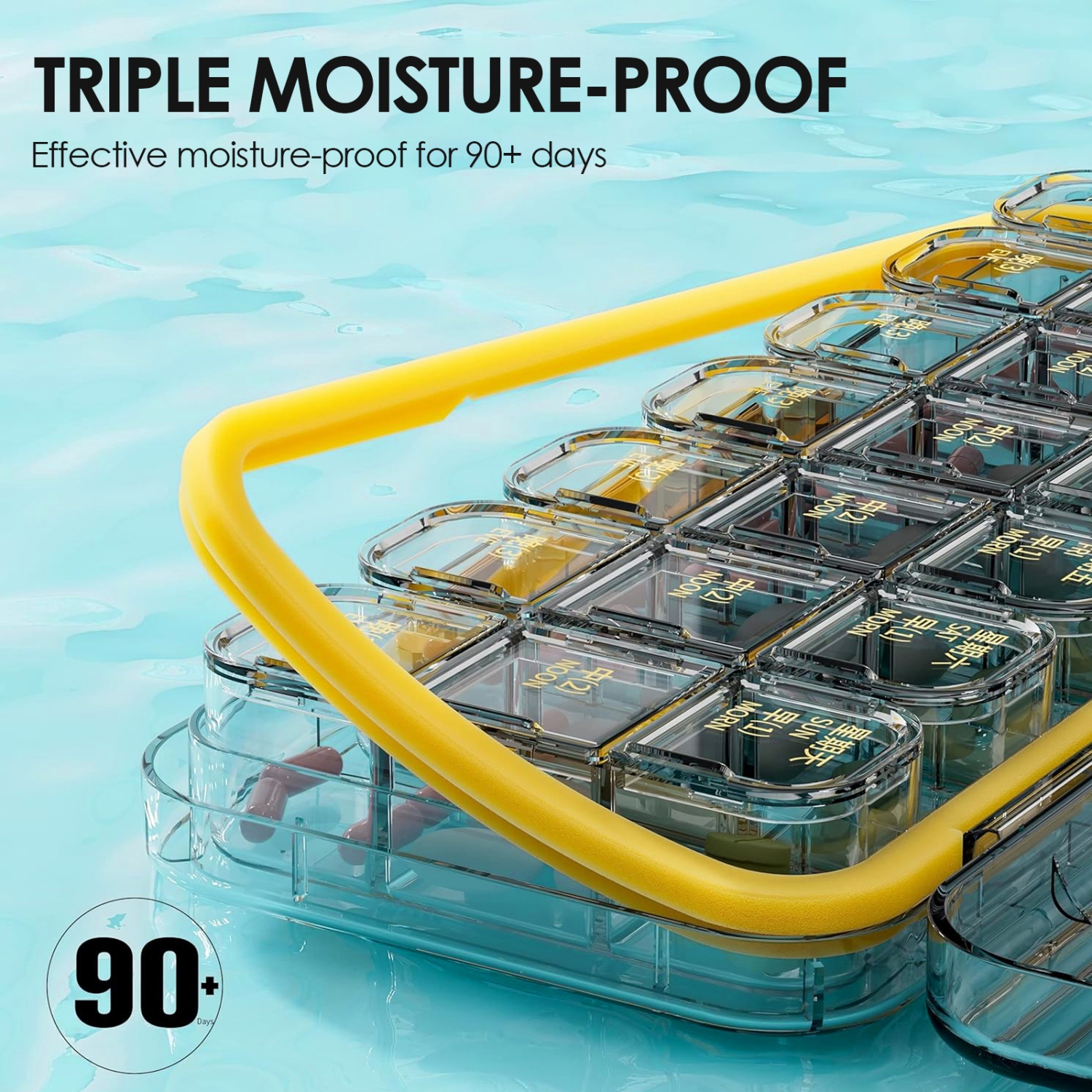 7-Day Pill Organizer with 21 Individual Compartments, Portable Daily Medication Box for Vitamins, Fish Oil, and Supplements