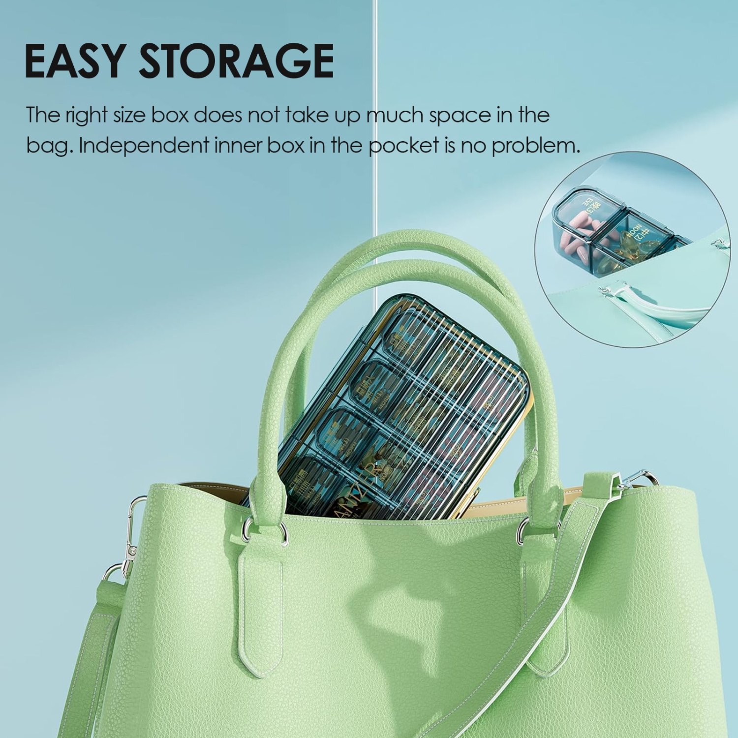 7-Day Pill Organizer with 21 Individual Compartments, Portable Daily Medication Box for Vitamins, Fish Oil, and Supplements