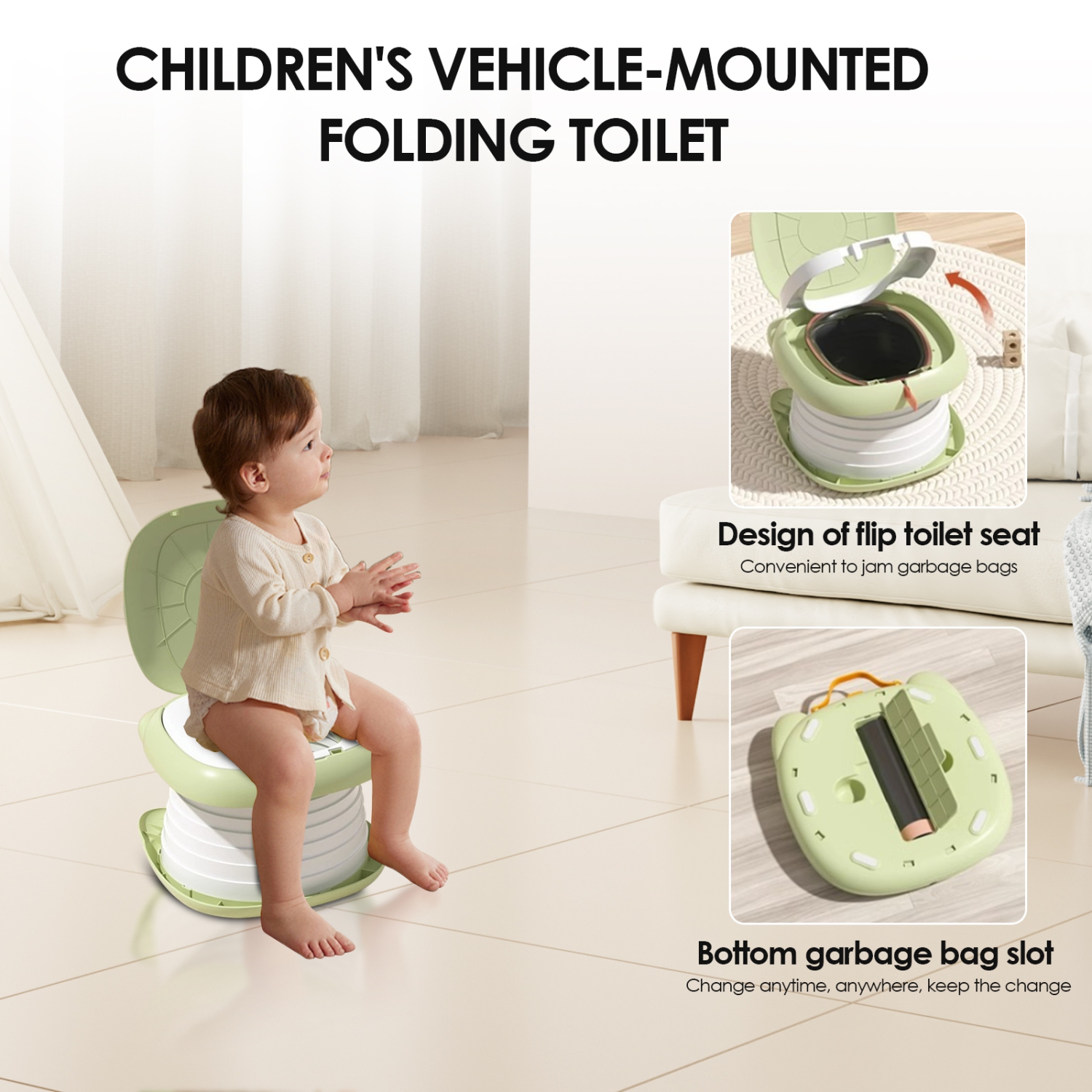 Portable Folding Children's Toilet, Outdoor Camping Emergency Potty Urinal for Travel Use