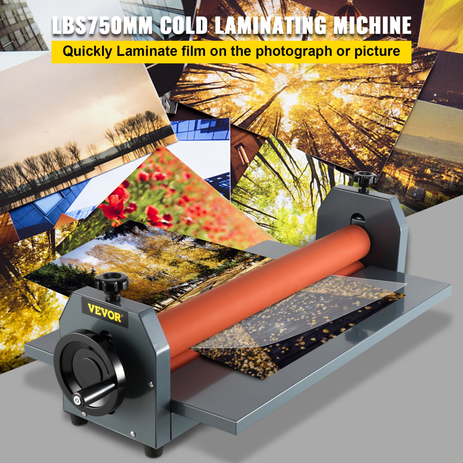 VEVOR 29.5" 750MM Manual Cold Roll Laminator, Adjustable Laminating Machine for Photo Film Mounting, Cold Roll Laminating Machine