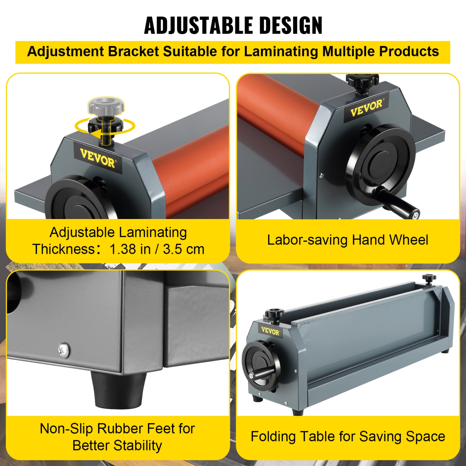 VEVOR 29.5" 750MM Manual Cold Roll Laminator, Adjustable Laminating Machine for Photo Film Mounting, Cold Roll Laminating Machine