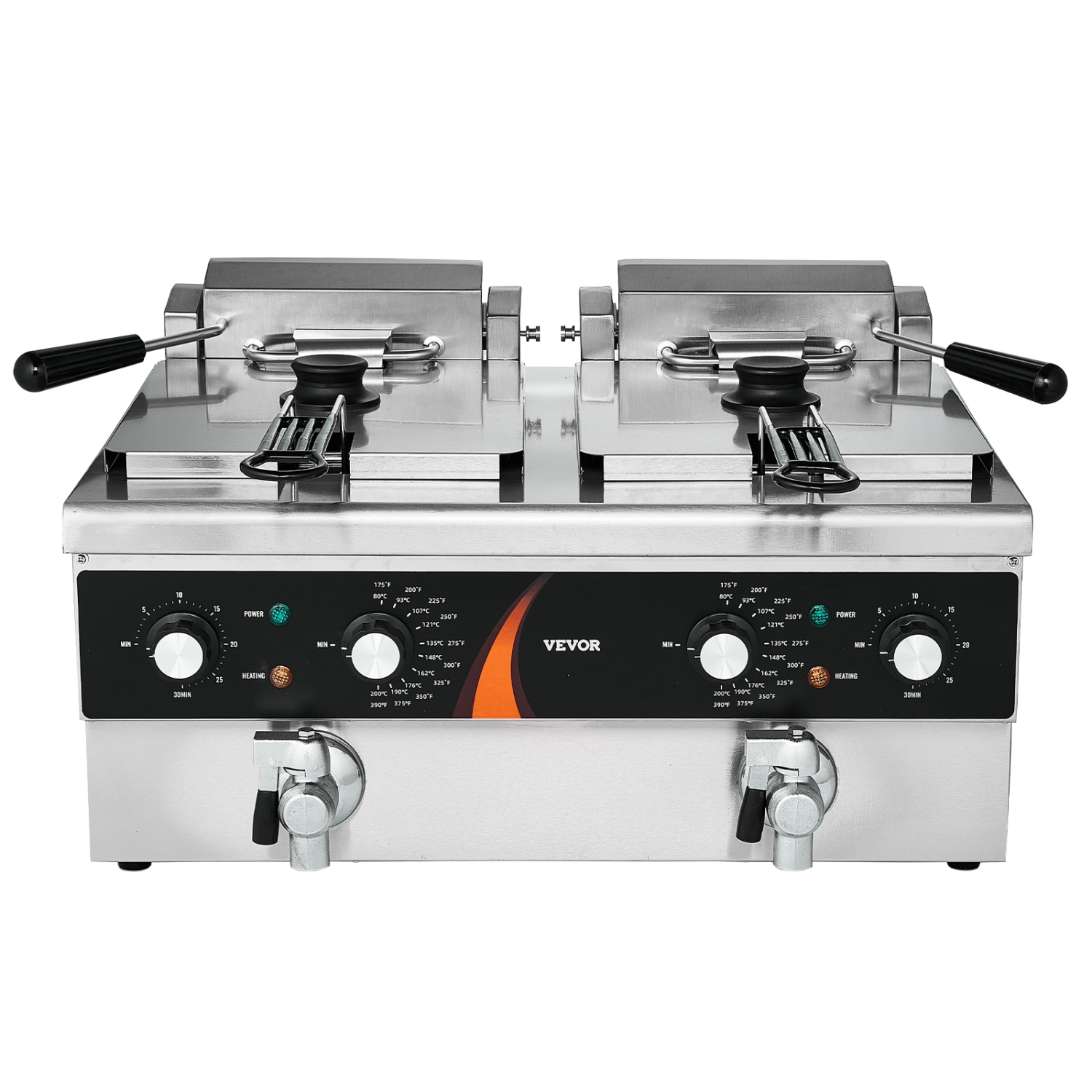 VEVOR 2 x 9Qt / 8.5L Commercial Deep Fryer, Dual Tank 3500W Electric Countertop Fryer, Double Oil Fryer with 2 Baskets, 1mm Thickened Stainless