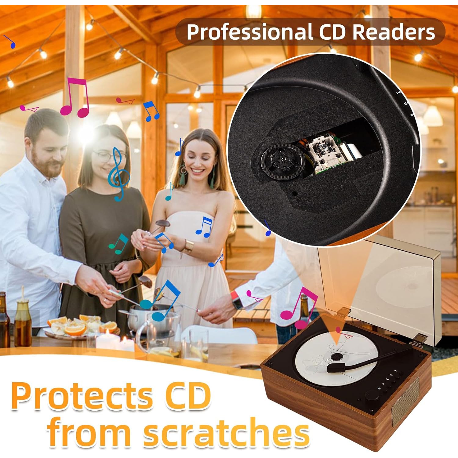 Portable Rechargeable CD Players for Home,Bluetooth Music Speaker,Retro CD Player with Remote Control,Support AUX/USB Music Player for Home Decor