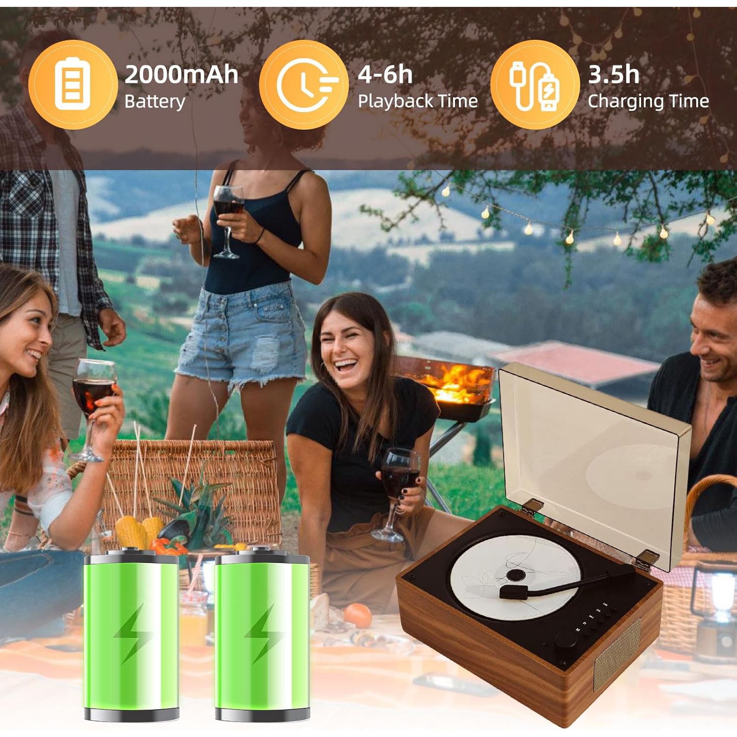 Portable Rechargeable CD Players for Home,Bluetooth Music Speaker,Retro CD Player with Remote Control,Support AUX/USB Music Player for Home Decor