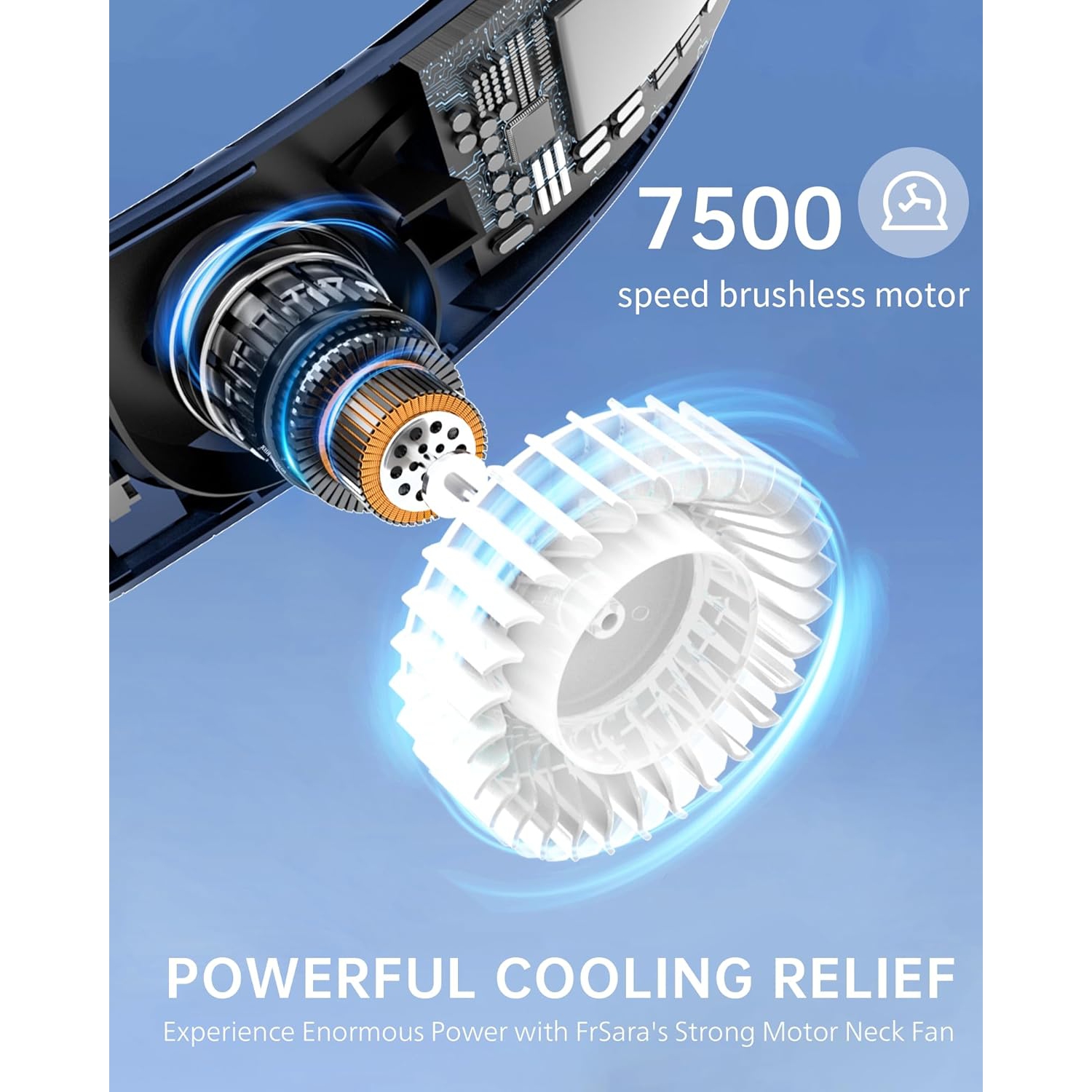 Portable neck-mounted fan, 4 turbine neck-mounted fans, 4000 mAh battery powered, USB rechargeable personal fan, 3 wind speeds, LED display, wearable