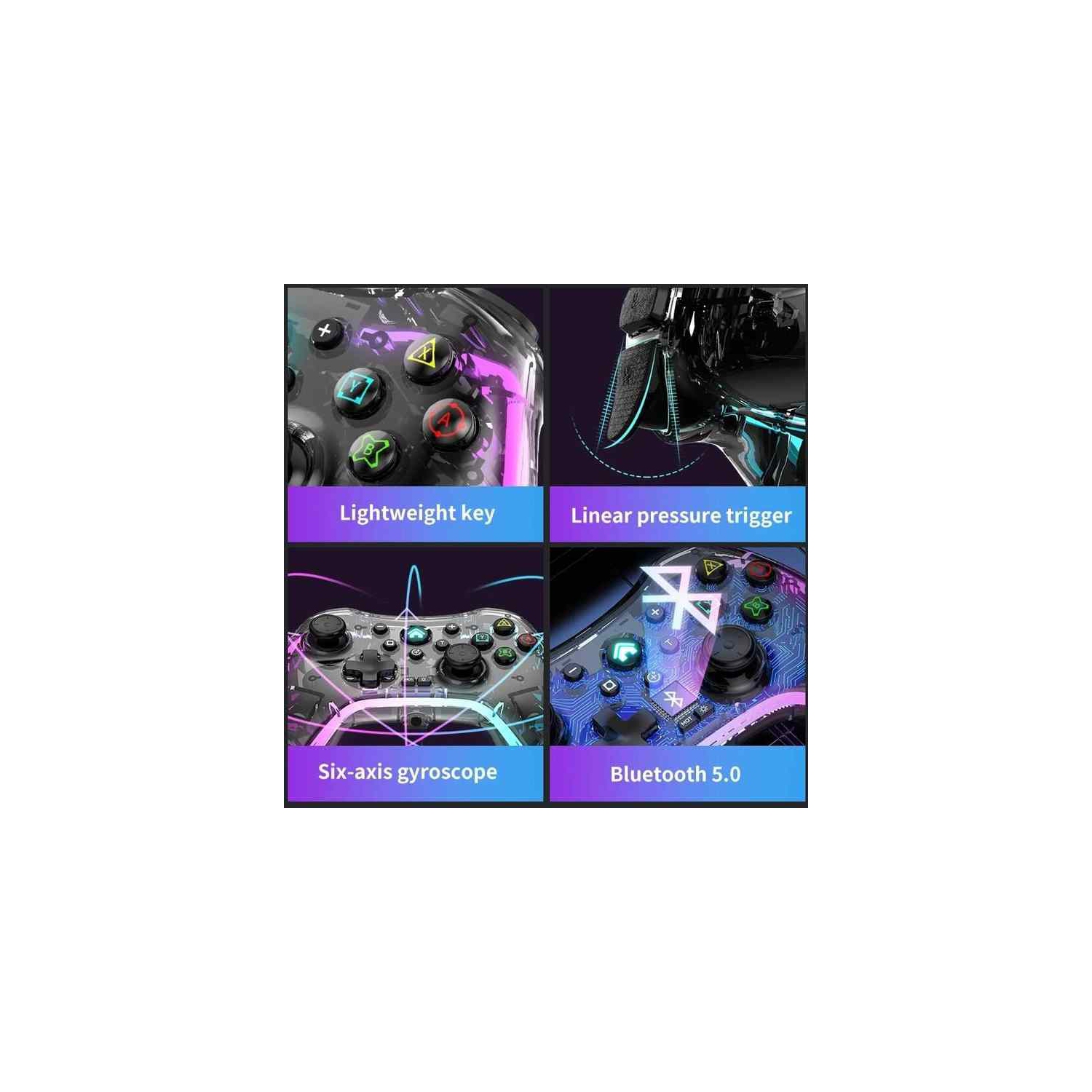 Applicable à Black Myth Wukong S03 manette de jeu transparente PC Android iOS avec machine de commutateur à six axes colorée, S03 sans fil