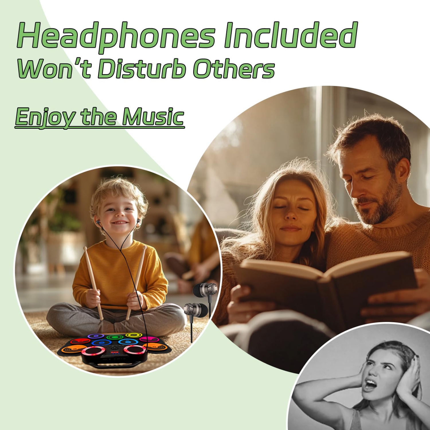 Batterie électrique Batterie portative Kit de tapis de batterie 9 pavés Haut-parleur intégré Surveillance d'écran LED avec lumières colorées 2