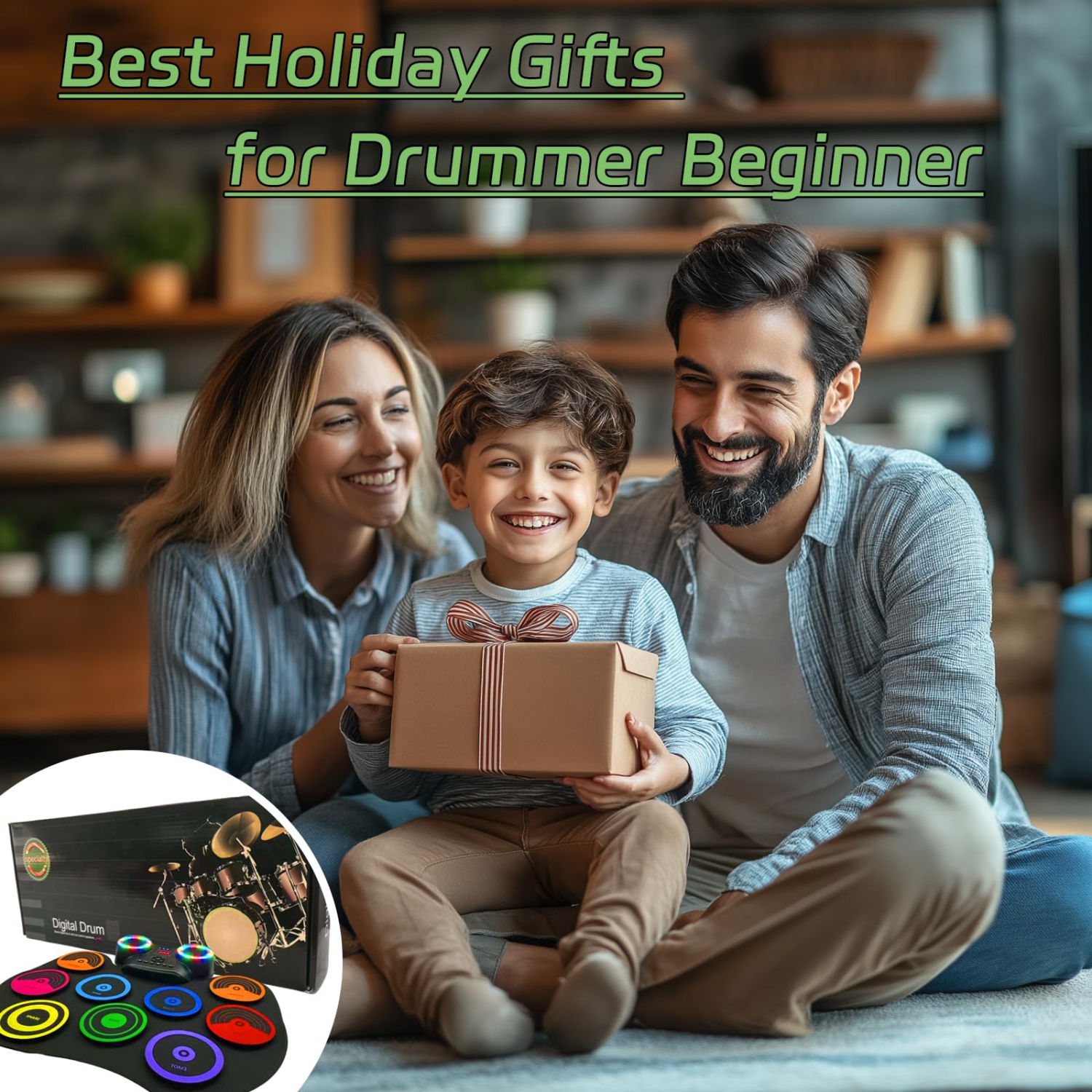 Batterie électrique Batterie portative Kit de tapis de batterie 9 pavés Haut-parleur intégré Surveillance d'écran LED avec lumières colorées 2