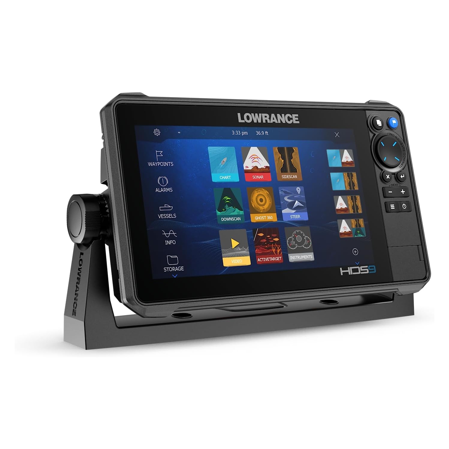 Échosondeur/traceur de tableau de 9&nbsp;po HDS PRO de Lowrance avec transducteur 3-en-1 HD ActiveImaging avec intégration pour téléphone intelligent