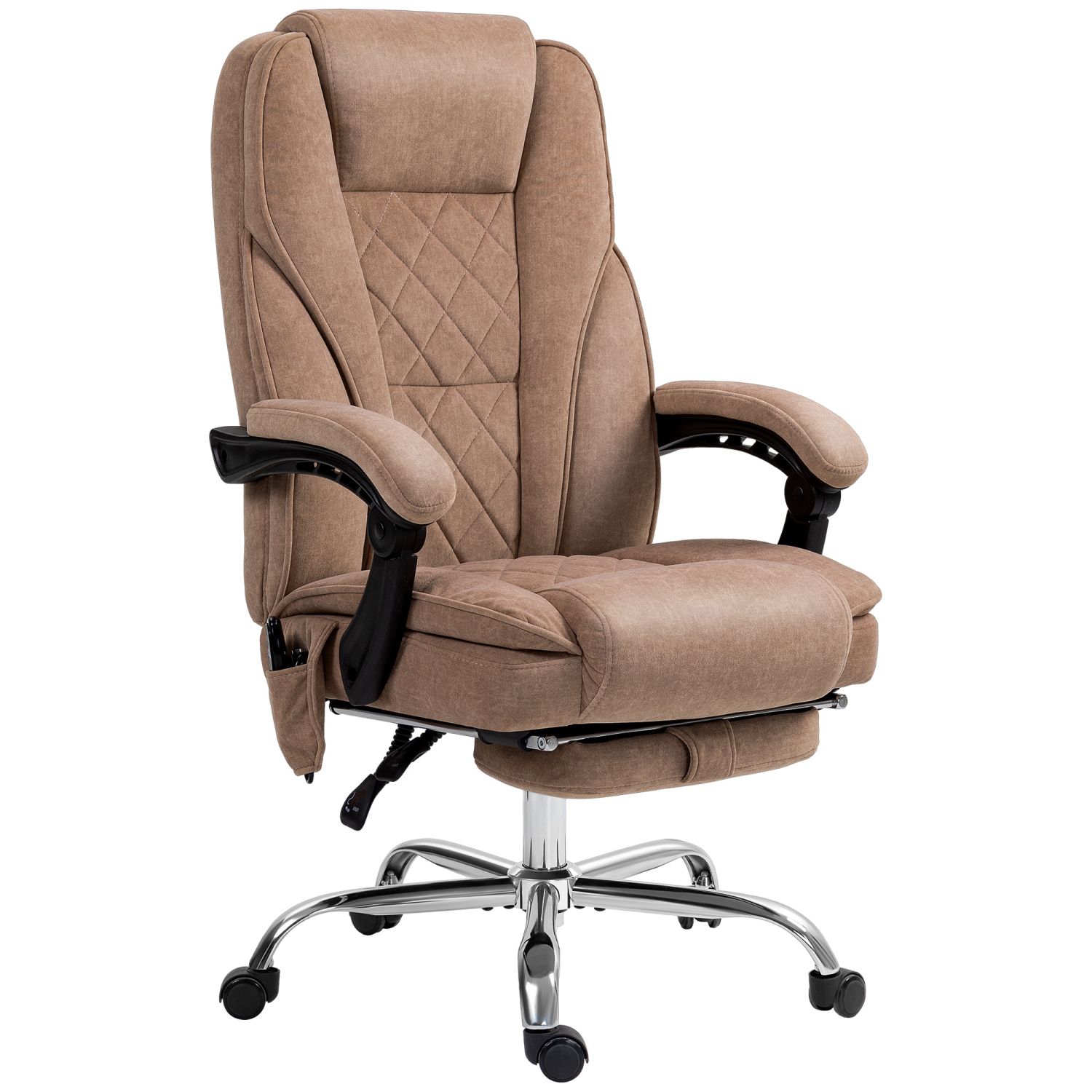 Kepooman Massage Office Chair, Heated Reclining Computer Chair with Adjustable Height and Footrest, Brown