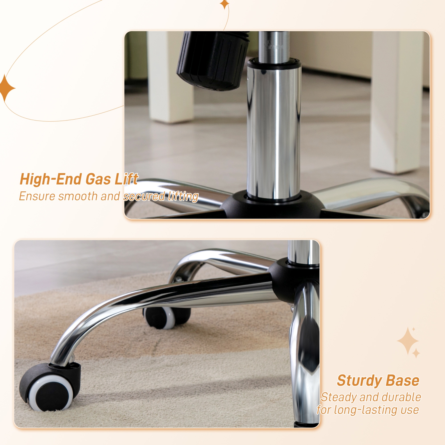 Kepooman Teddy Fleece Computer Chair, Button Tufted Desk Chair with Swivel Wheels - White