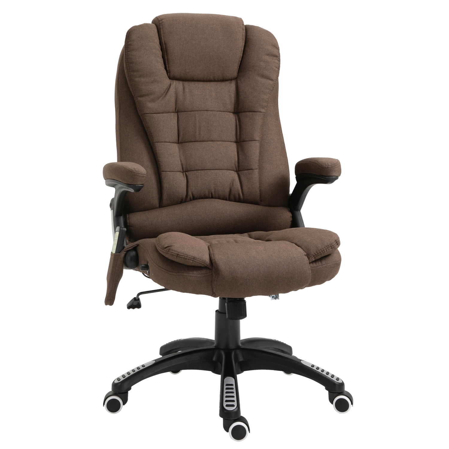 Kepooman 6-Point Vibrating Massage Home Office Chair High Back Executive Chair with Reclining Back, Swivel Wheels - Brown