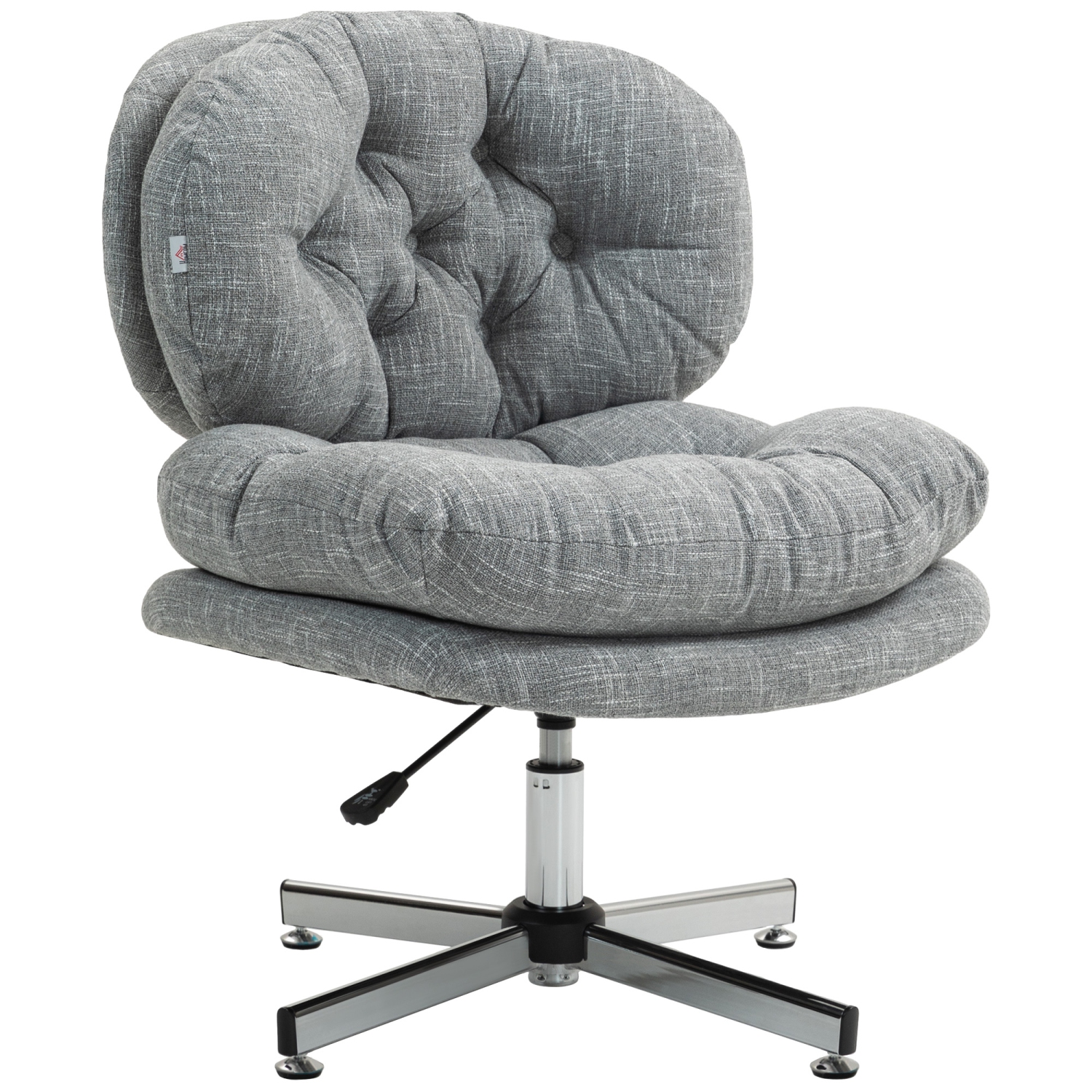 Computer Desk Chair, Armless Office Chair with Wide Padded Seat and Adjustable Height, Gray