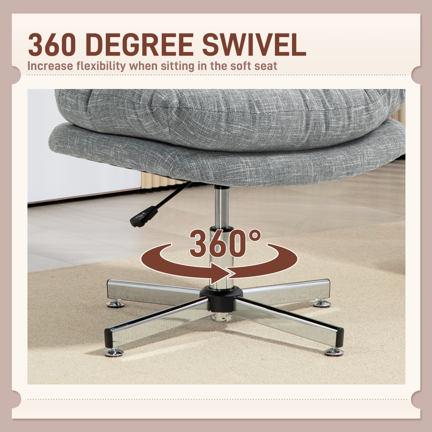 Computer Desk Chair, Armless Office Chair with Wide Padded Seat and Adjustable Height, Gray