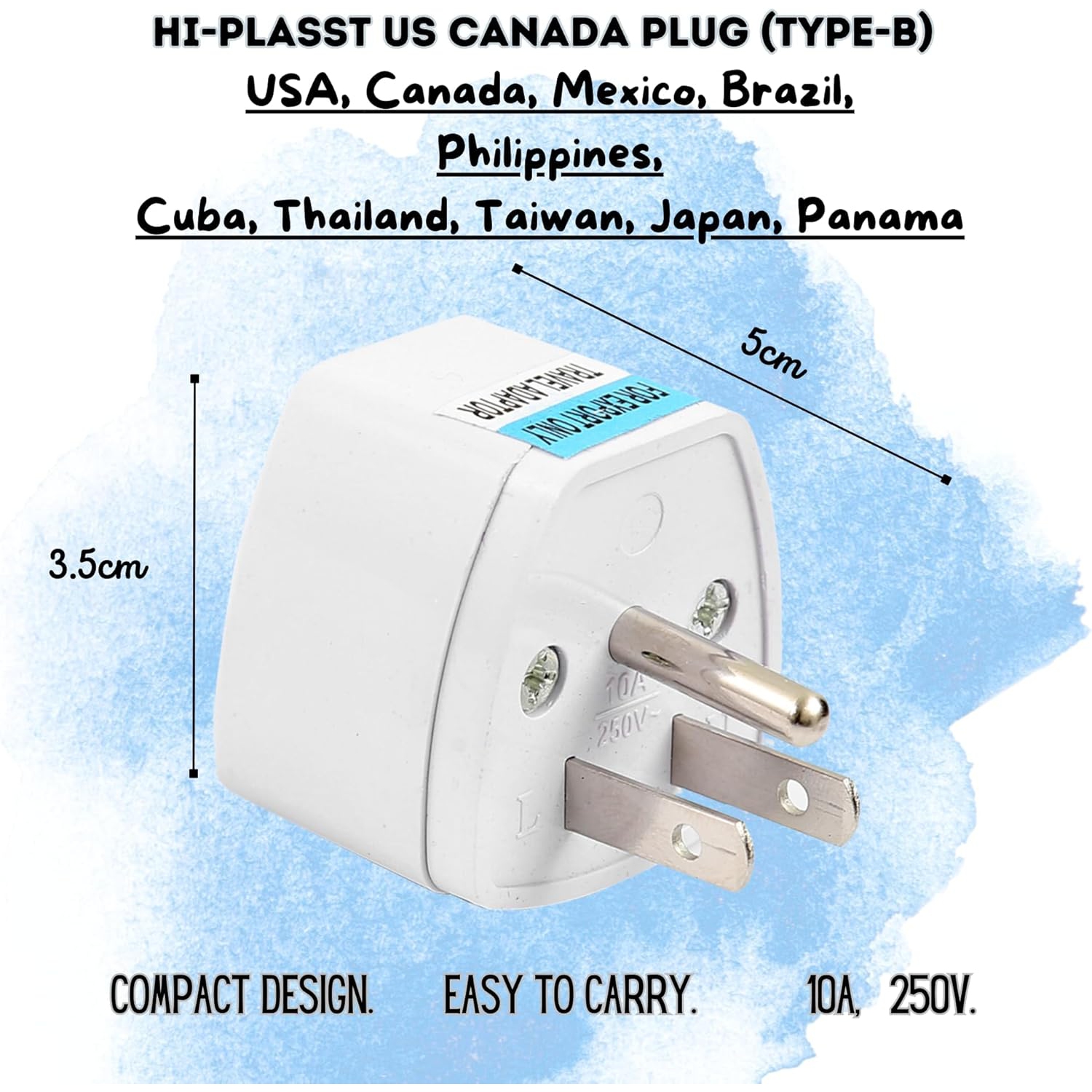 XCRS [4 Pack] Universal Three-pin EU India to US/ CANADA Power Travel Plug Adapter - 250V 10A Universal AU UK EU to US AC Power Travel Power Socket