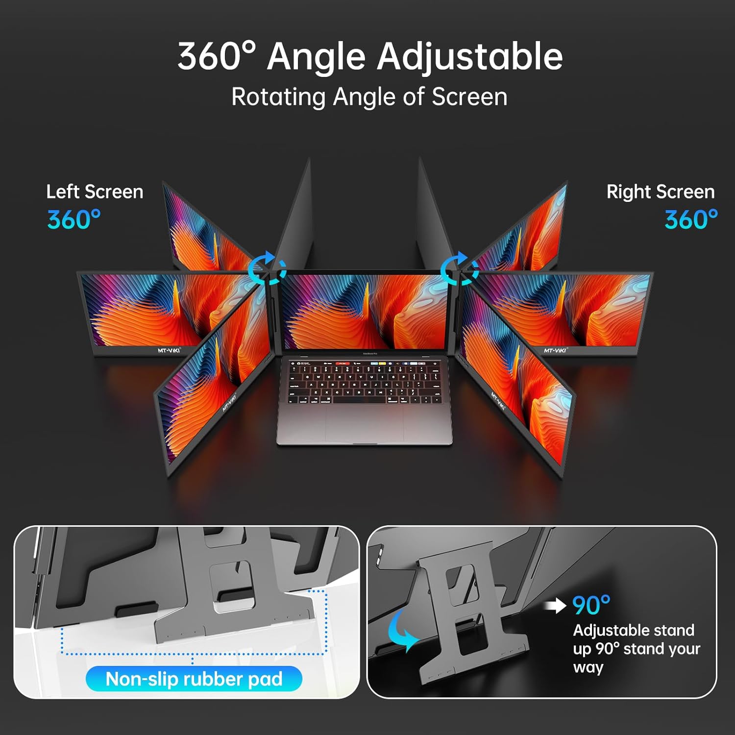 Open Box - MT-VIKI 15.6 inch Laptop Screen Extender, Potable Screen for Laptop Only One USB-C Cable Connection