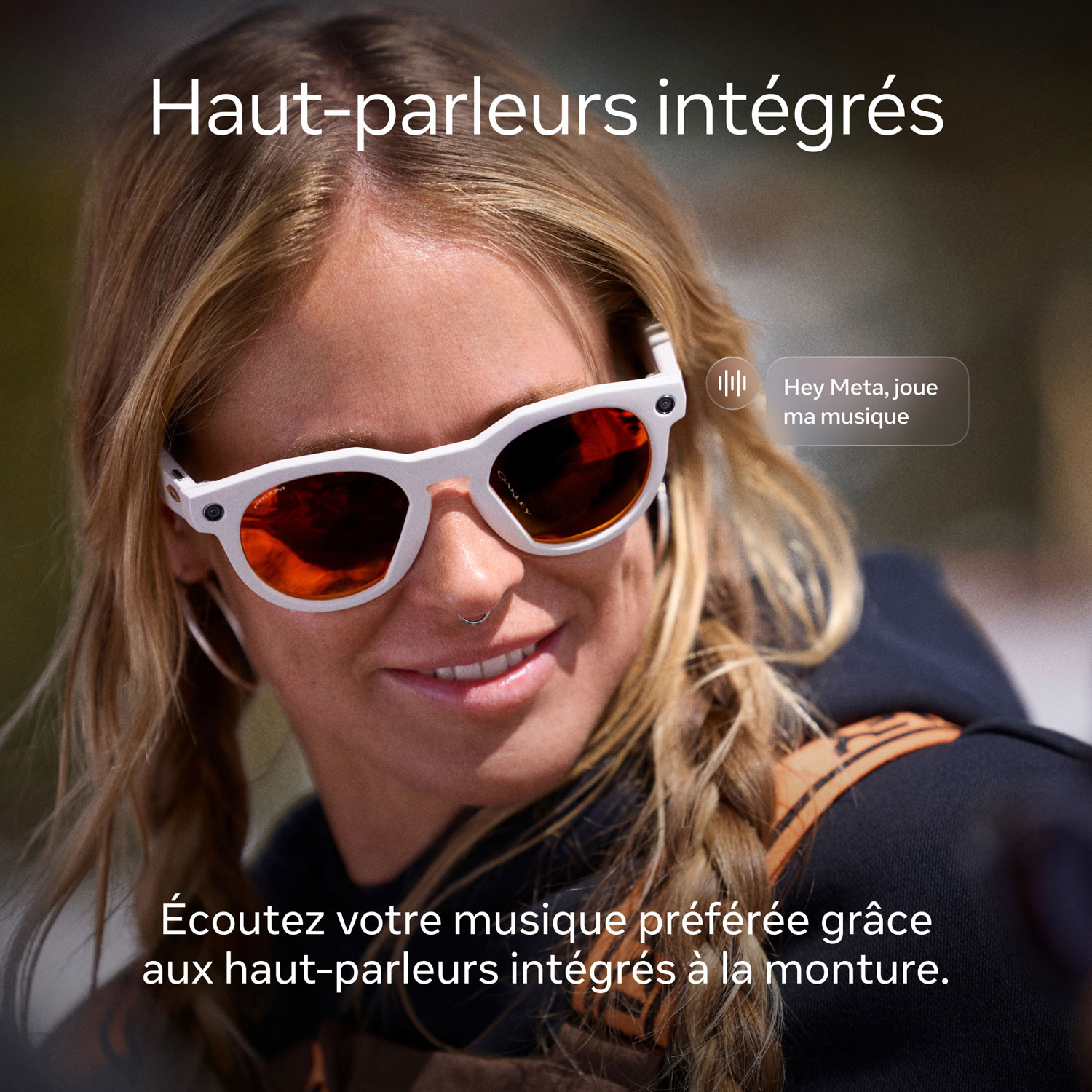 Lunettes intelligentes HSTN Meta d'Oakley avec intelligence artificielle, photo, vidéo, audio et assistant vocal - Gris chaud/Rubis Prizm